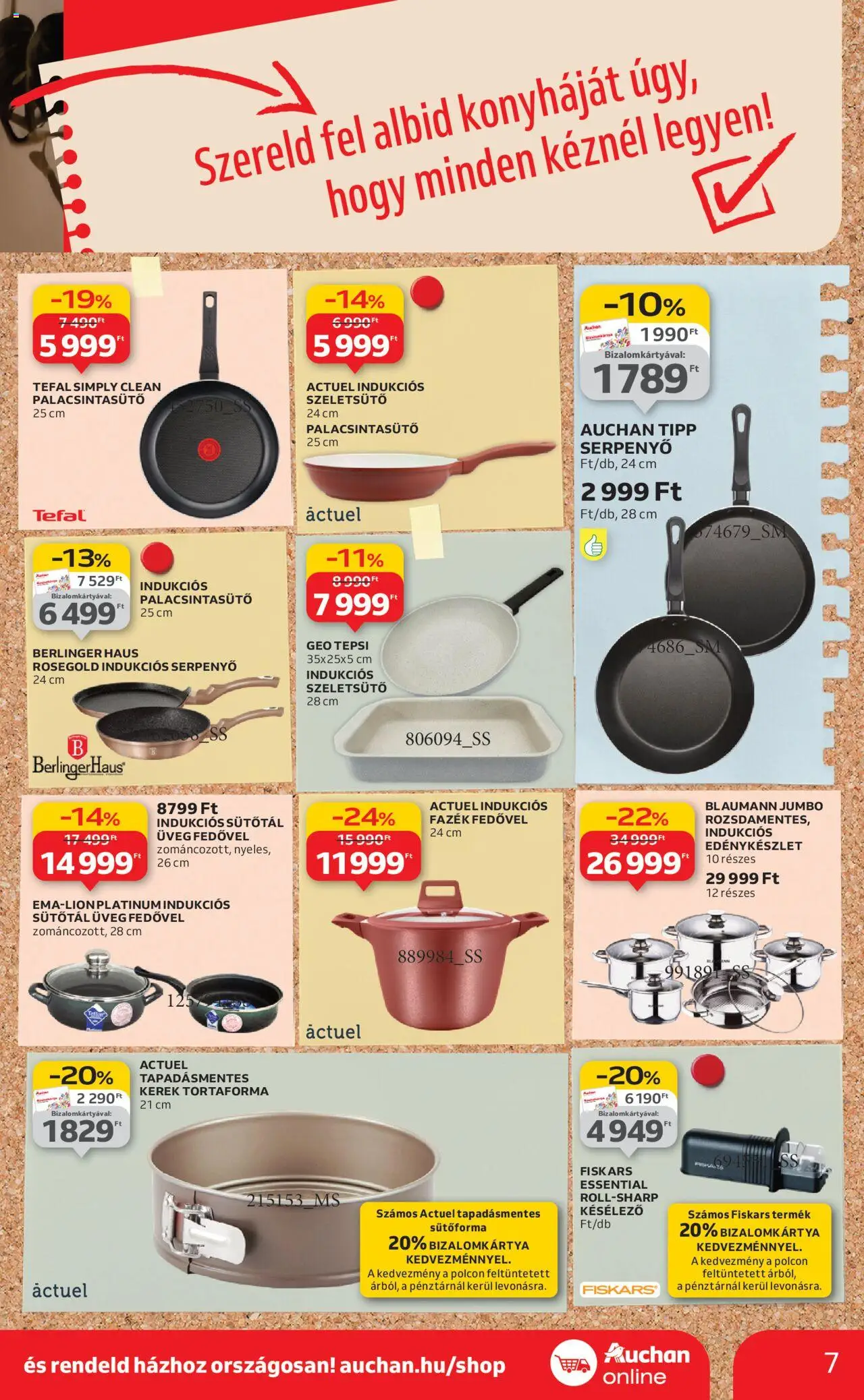 Auchan akciós ujság - amely érvényes a következő dátumtól: 21.08.2025 | Oldal: 7 | Termékek: Sütőforma, Tefal, Edénykészlet, Serpenyő
