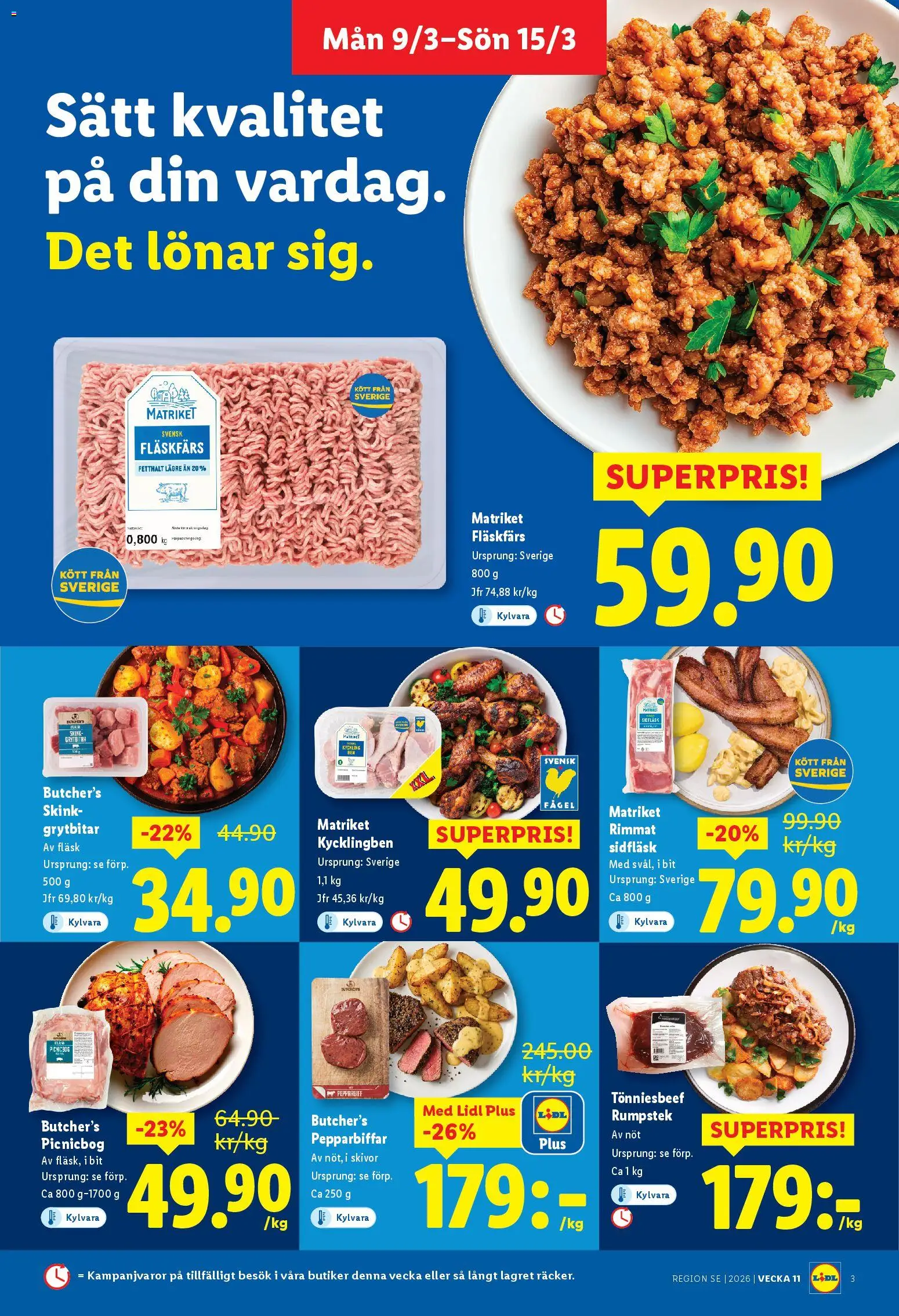 Lidl reklamblad aktuell från 09.03.2026 | Sida: 3 | Produkter: Fläsk