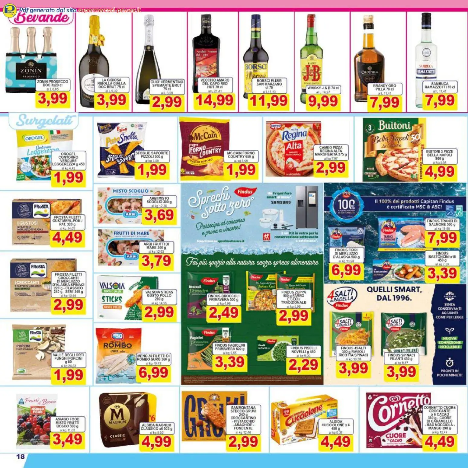 Volantino Pewex del 16.01.2026 | Pagina: 18 | Prodotti: Merluzzo, Ceci, Frutti di mare, Samsung
