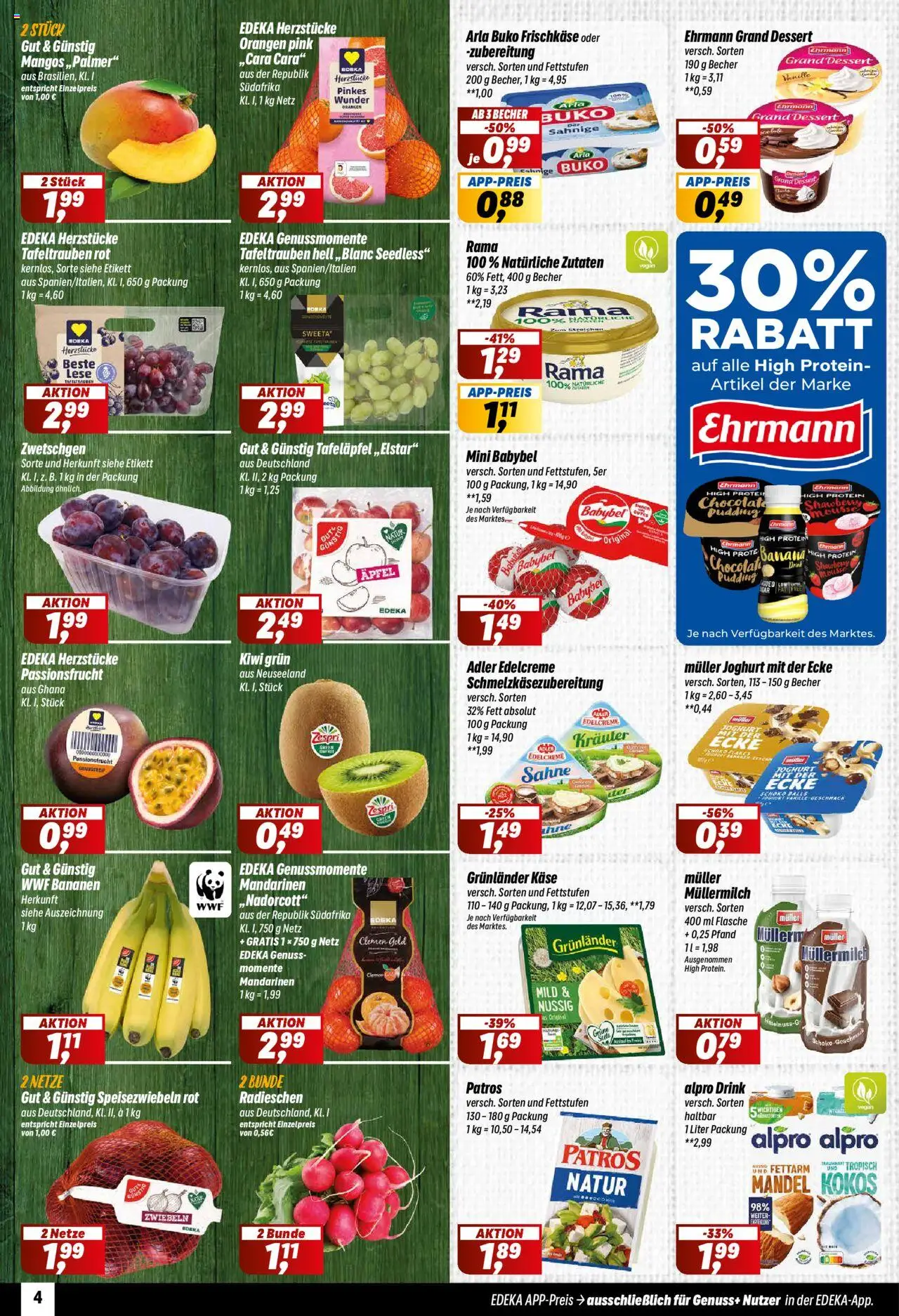 Simmel Prospekt 	 – gültig ab 20.10.2025 | Seite: 4 | Produkte: Äpfel, Bananen, Müllermilch, Frischkase
