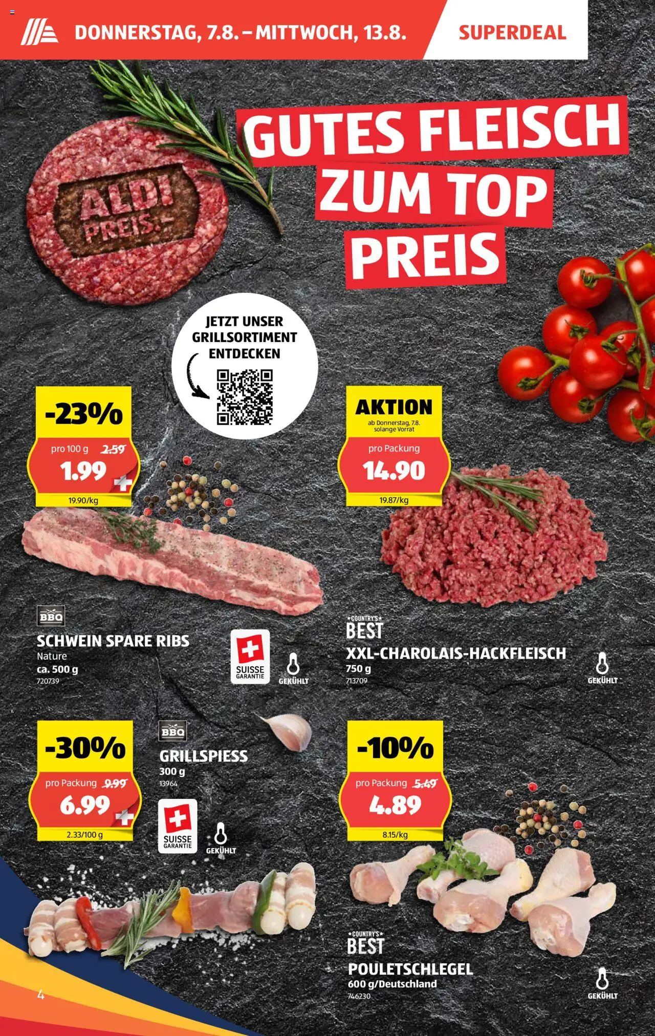 Aldi Aktionen ab 07.08.2025 | Seite: 4 | Produkte: Spare Ribs, Top