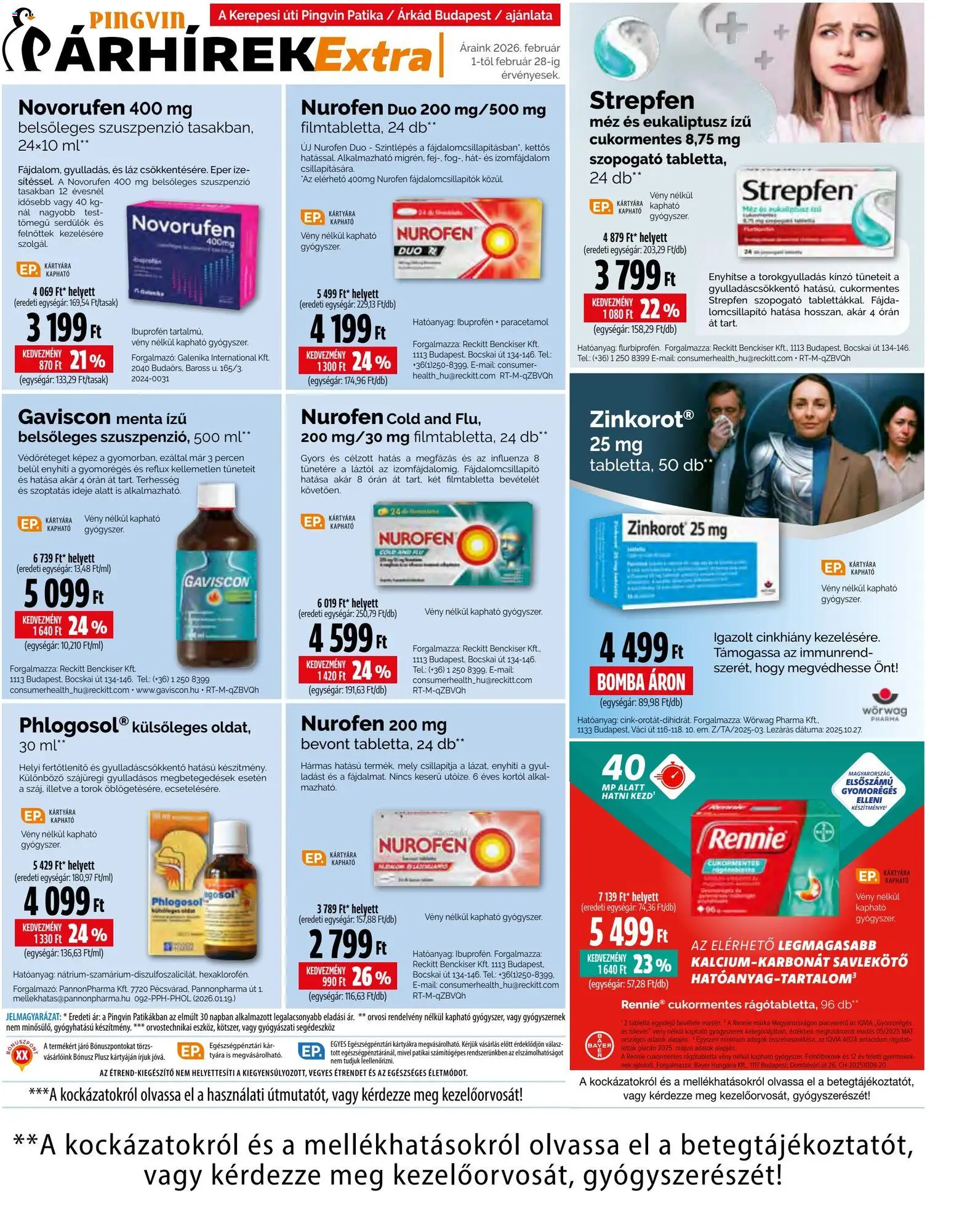 Pingvin Patika akciós ujság - amely érvényes a következő dátumtól: 01.02.2026 | Oldal: 14 | Termékek: Méz, Gyógyszerek, Eper
