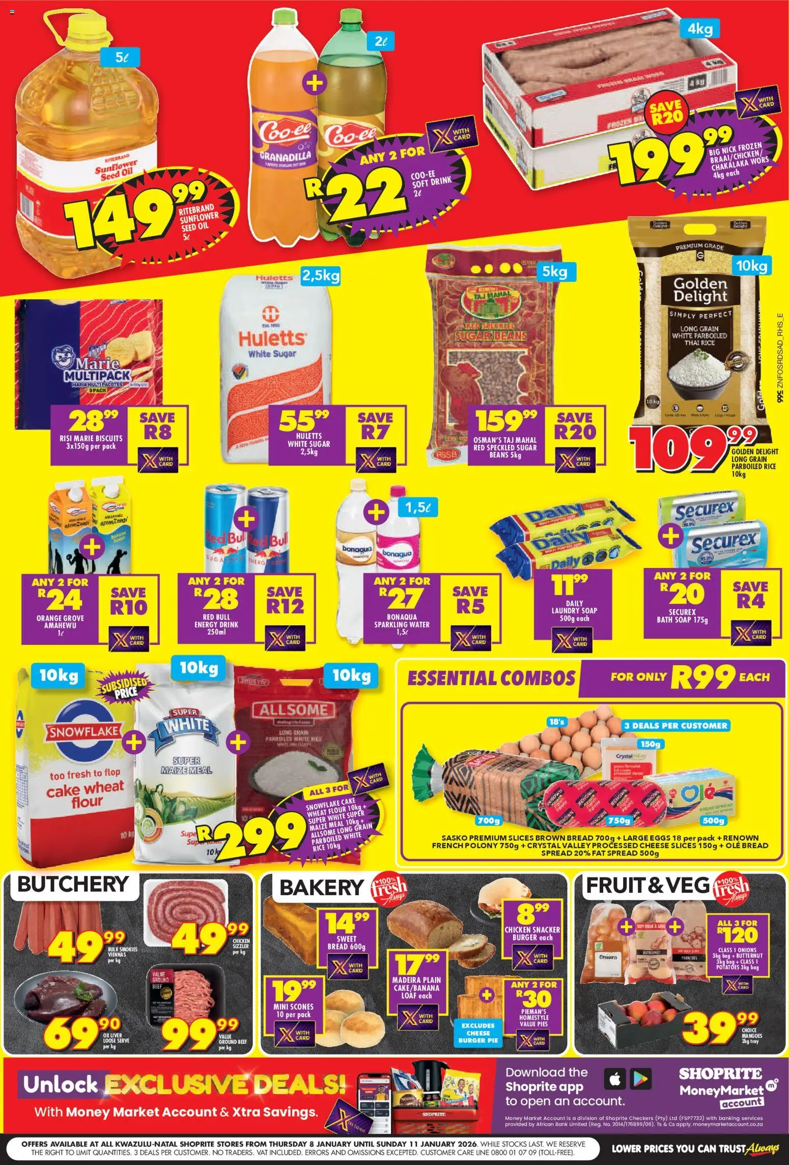 New Shoprite catalogue – valid from 08.01.2026 | Page: 2 | Products: Beans, Biscuits, Chicken, Water