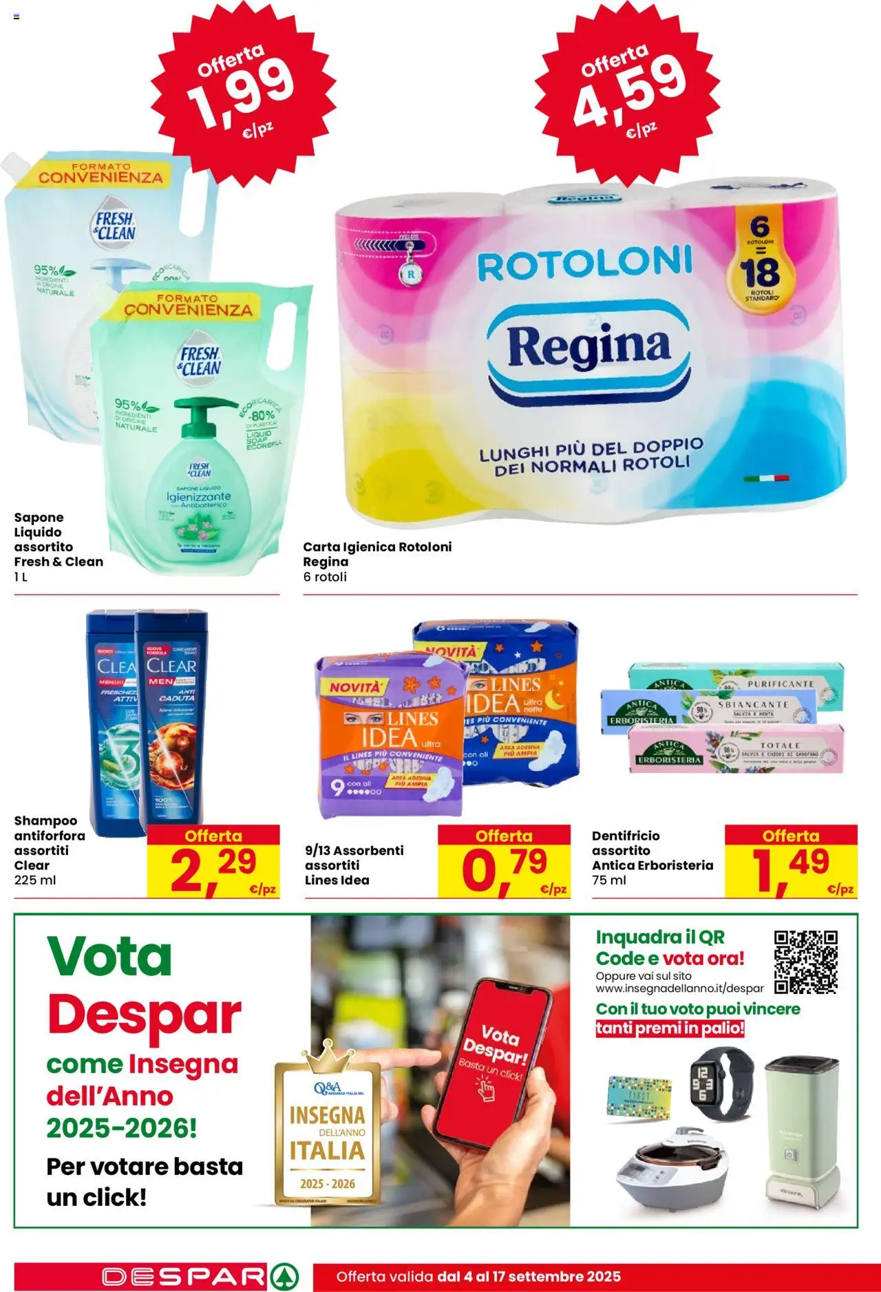 Volantino Despar del 04.09.2025 | Pagina: 18 | Prodotti: Shampoo, Carta igienica, Chiodi, Menta