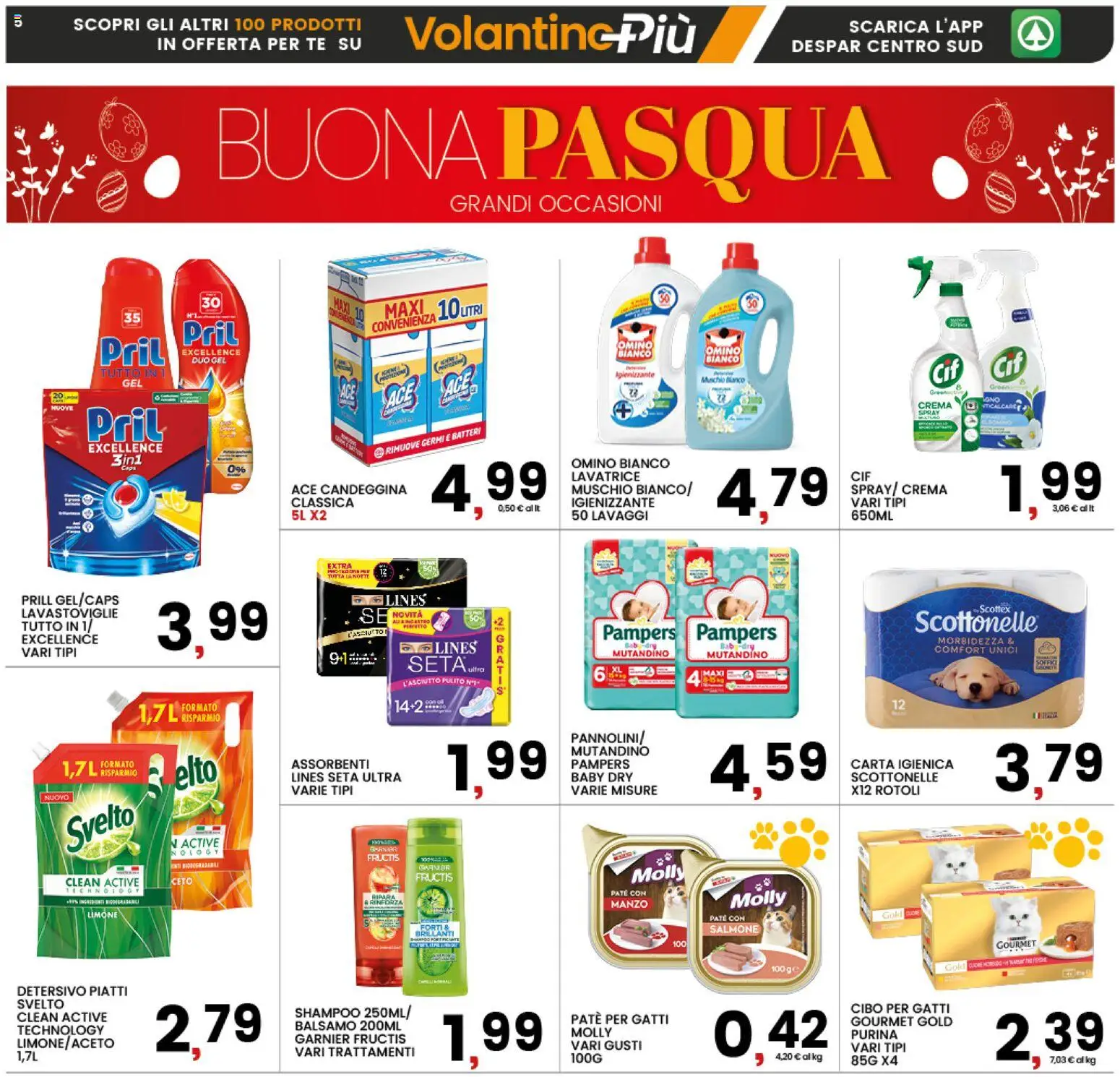 Volantino Interspar del 25.03.2026 | Pagina: 5 | Prodotti: Balsamo, Candeggina, Lavatrice, Pampers