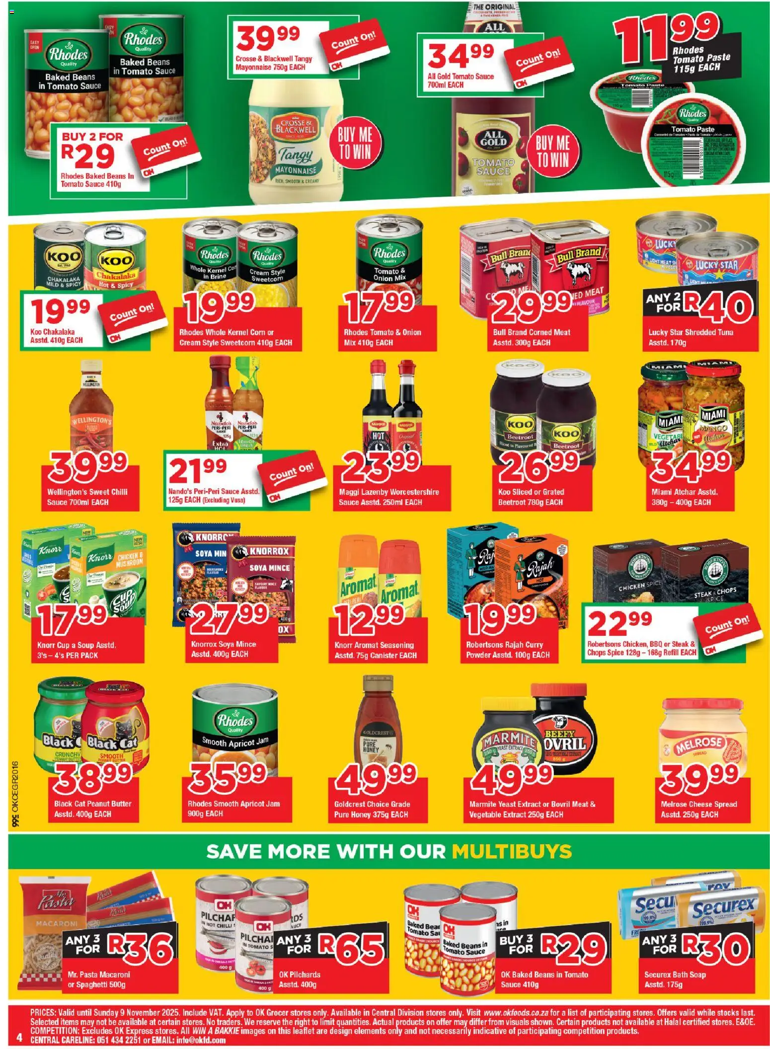 New OK Foods catalogue – valid from 24.10.2025 | Page: 4 | Products: Pilchards, Pasta, Sauce, Mango