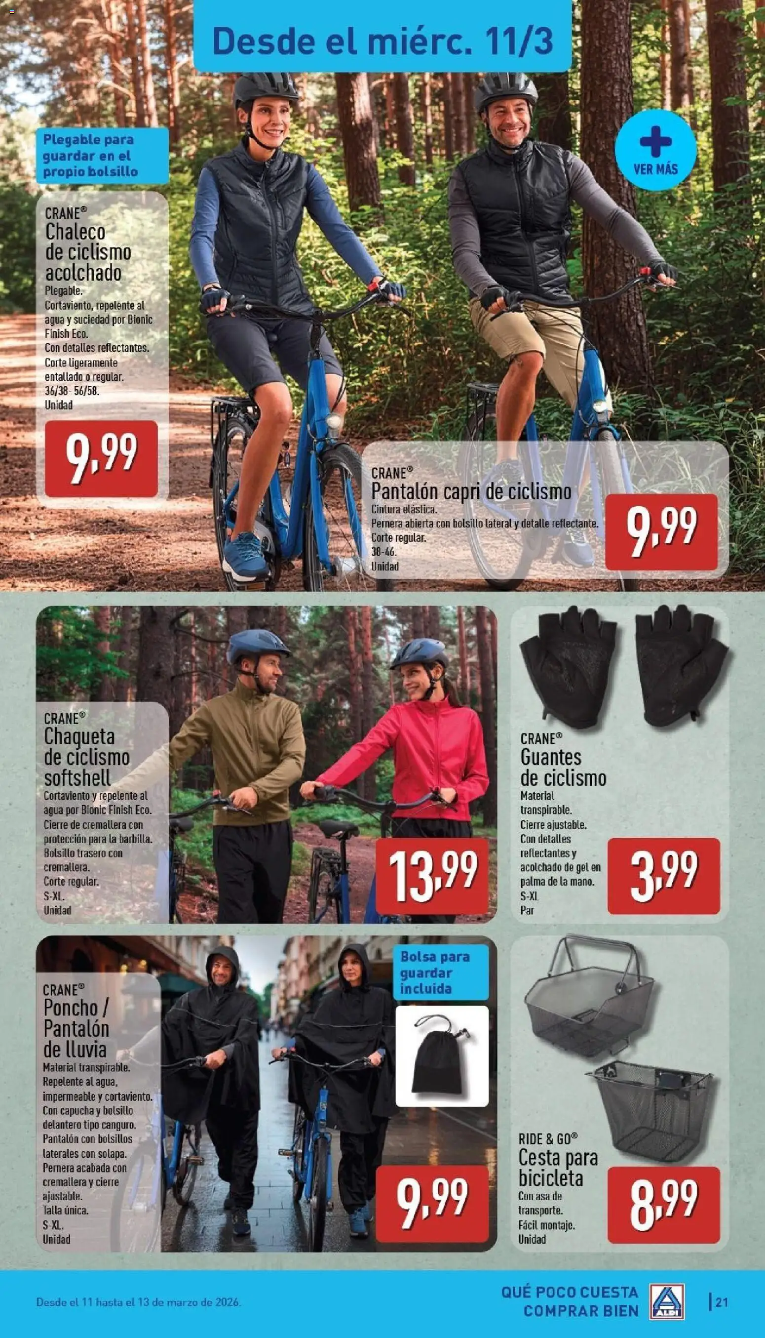 Aldi folleto Canarias │ válido desde el 09.03.2026 | Página: 21 | Productos: Bicicleta, Chaqueta, Bolsa, Pantalón capri