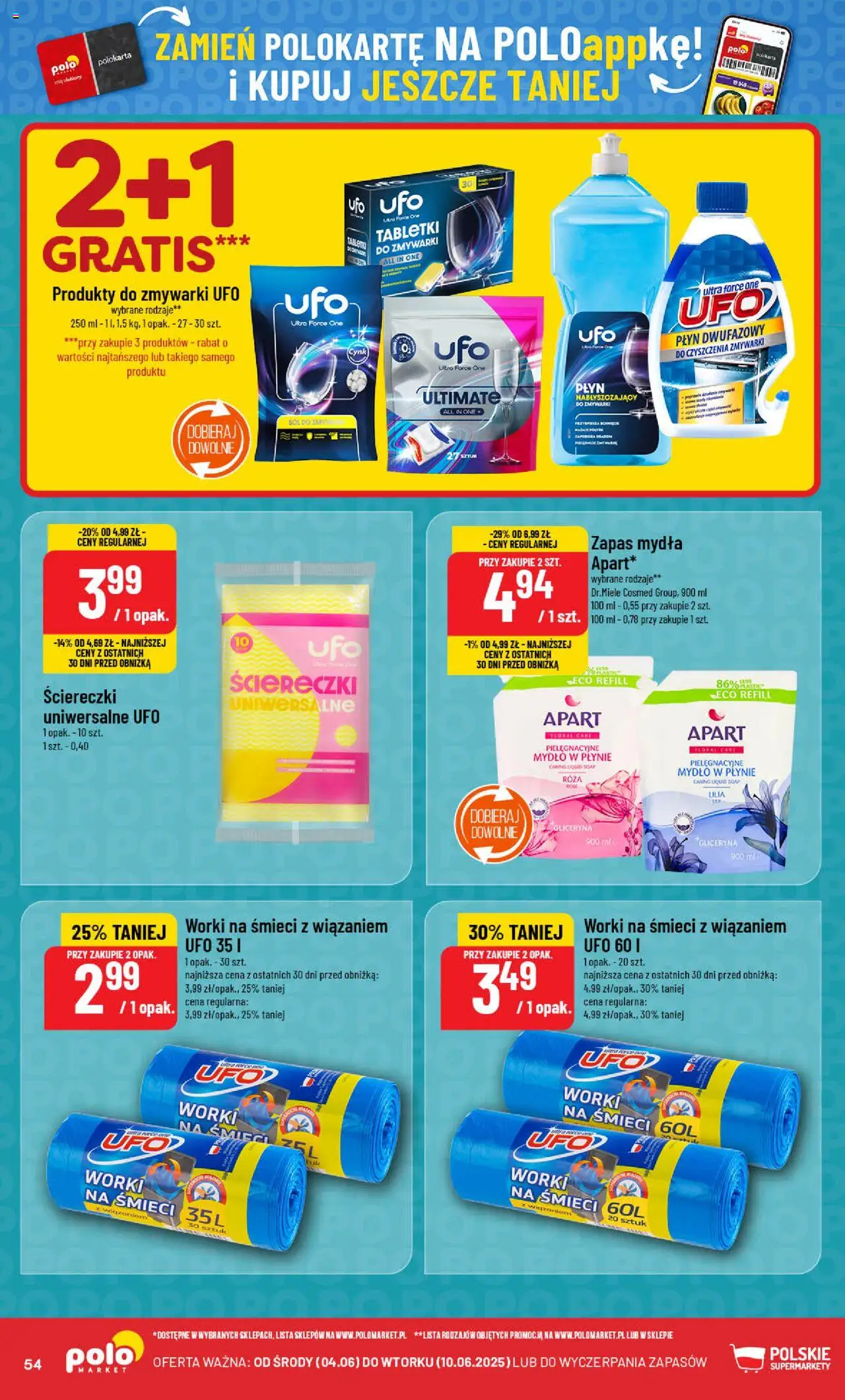 POLOmarket Gazetka od 04.06.2025 | Strona: 54 | Produkty: Sól do zmywarki, Mydło, Tabletki do zmywarki, Sól