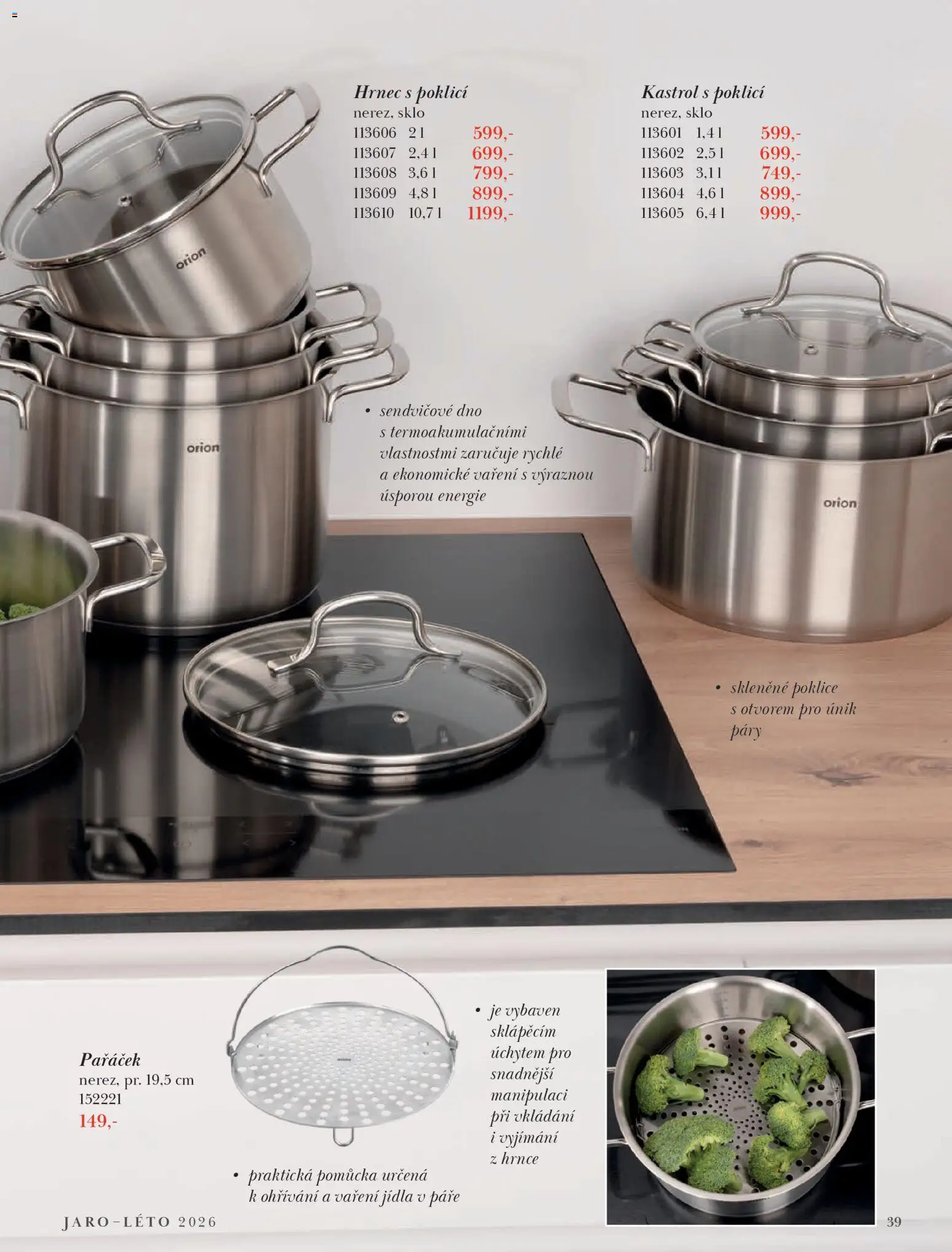 Orion leták - Jaro/Léto 2026 od 09.03.2026 | Strana: 39 | Produkty: Hrnce, Poklice, Hrnec