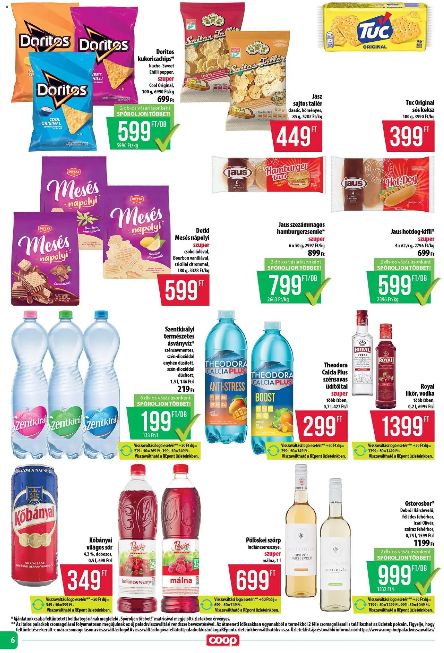 COOP Szolnok akciós ujság - amely érvényes a következő dátumtól: 19.02.2026 | Oldal: 6 | Termékek: Szörp, Málna, Sör, Nápolyi