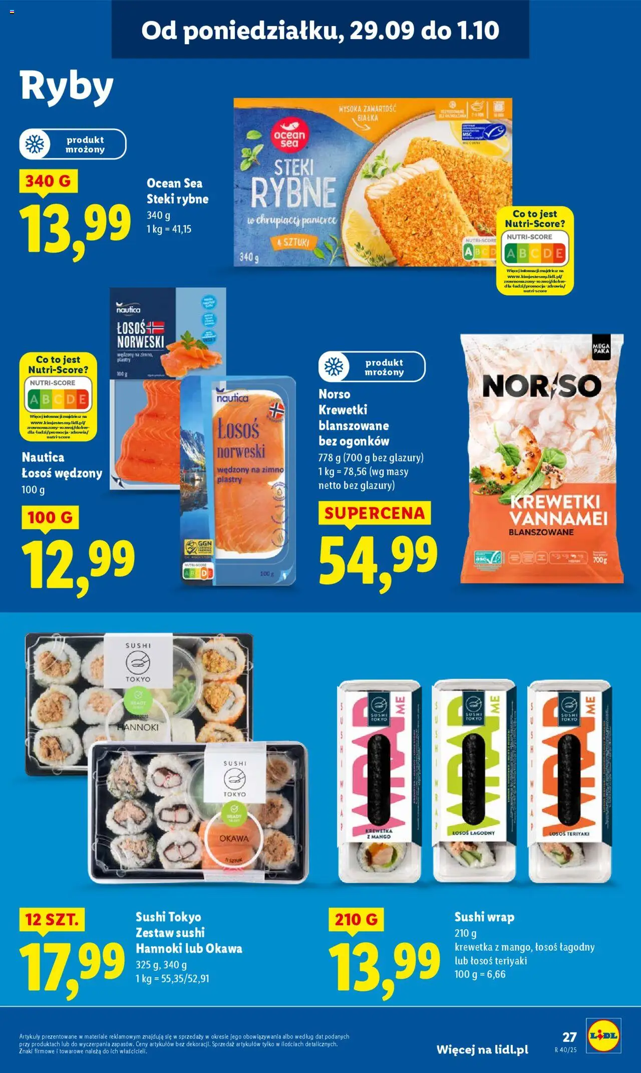 Lidl Gazetka od 29.09.2025 | Strona: 29 | Produkty: Łosoś wędzony, Łosoś, Łosoś norweski, Zestaw sushi