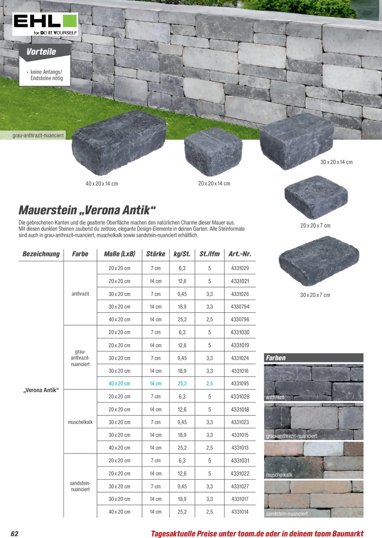 Toom Baumarkt Gartenbaustoffe 2026 – gültig ab 20.02.2026 | Seite: 62