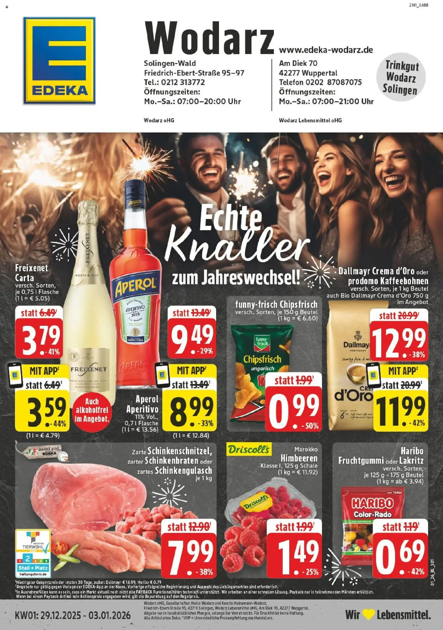 Edeka prospekt Solingen-Wald	 – gültig ab 28.12.2025 | Seite: 1 | Produkte: Haribo, Dallmayr, Telefon, Uhr