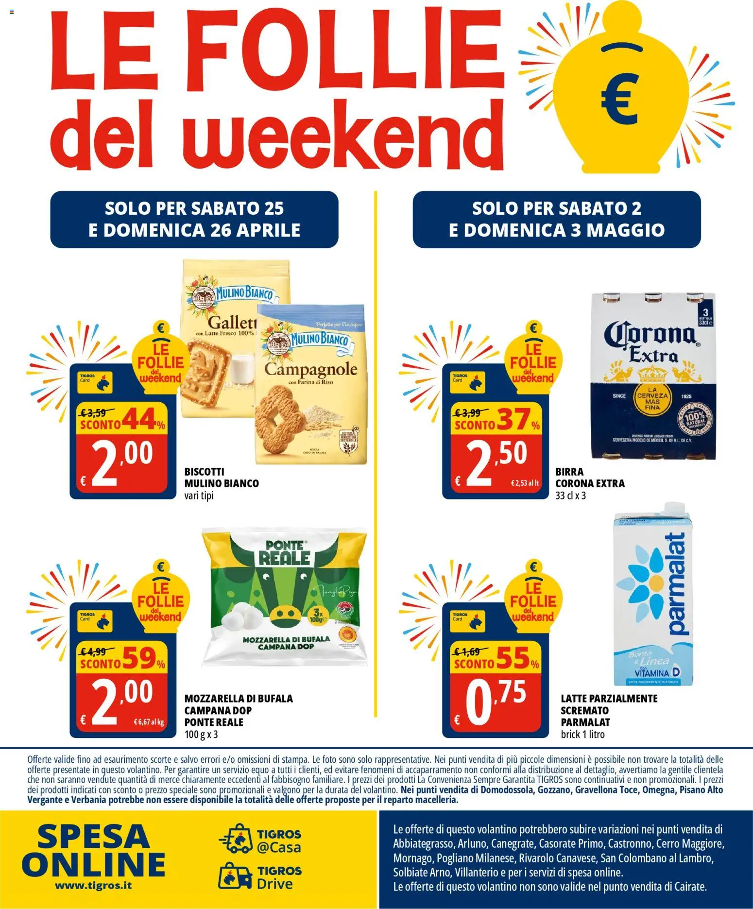 Volantino Tigros del 22.04.2026 | Pagina: 24 | Prodotti: Birra, Riso, Biscotti, Latte parzialmente scremato