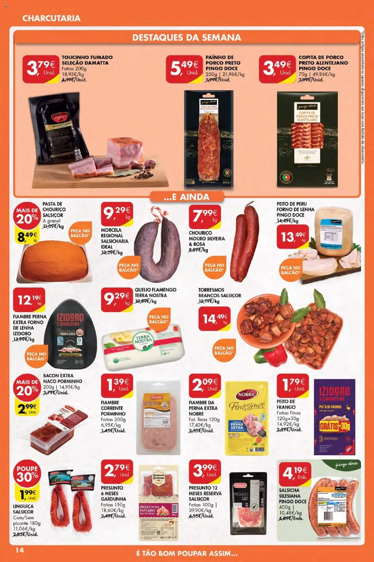 Pingo Doce Poupe Esta Semana Açores │ válido de 19.03.2026 | Página: 14 | Produtos: Peito de frango, Salsicha, Linguiça, Presunto