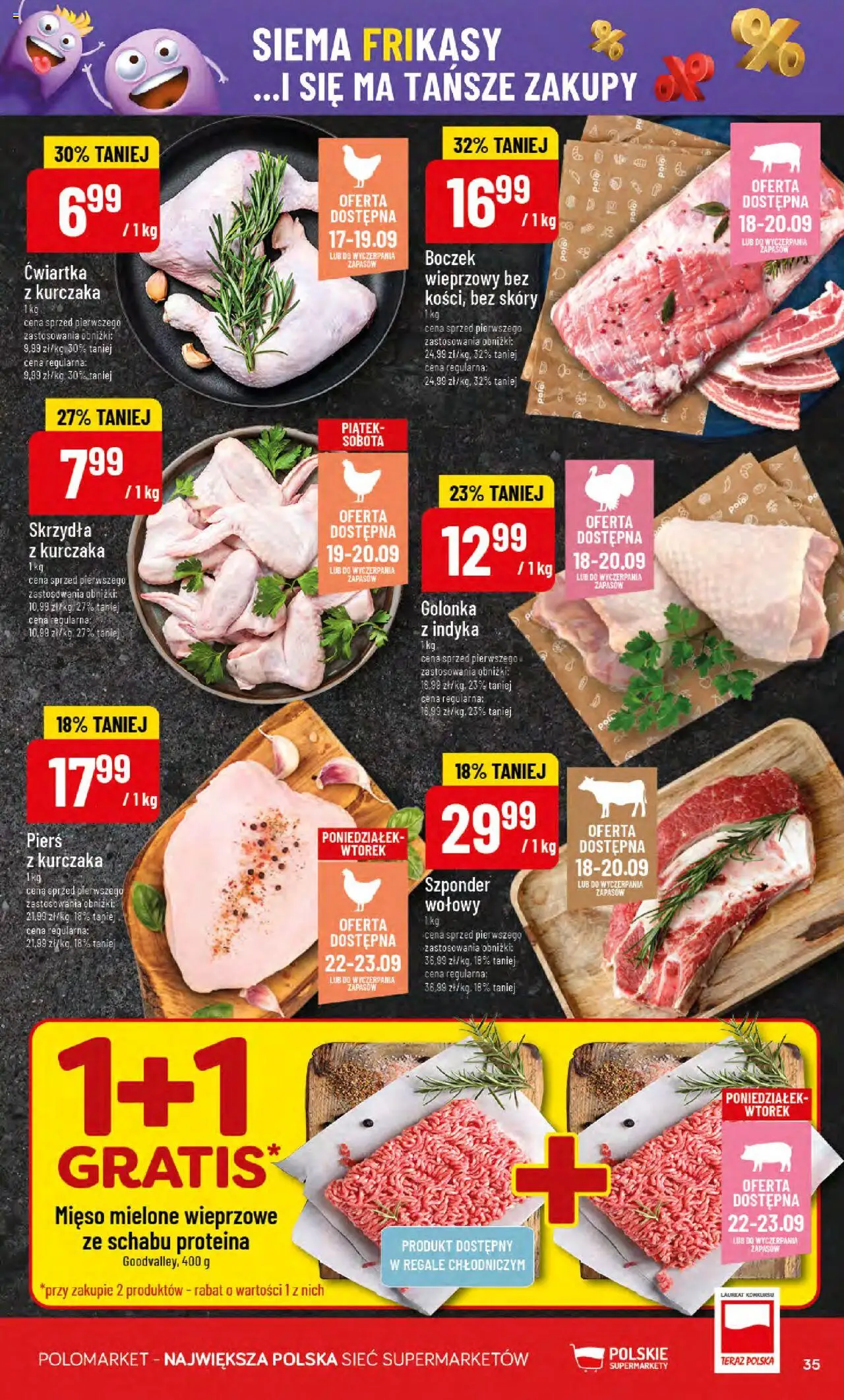 POLOmarket Gazetka od 17.09.2025 | Strona: 35 | Produkty: Mięso, Mięso mielone, Boczek
