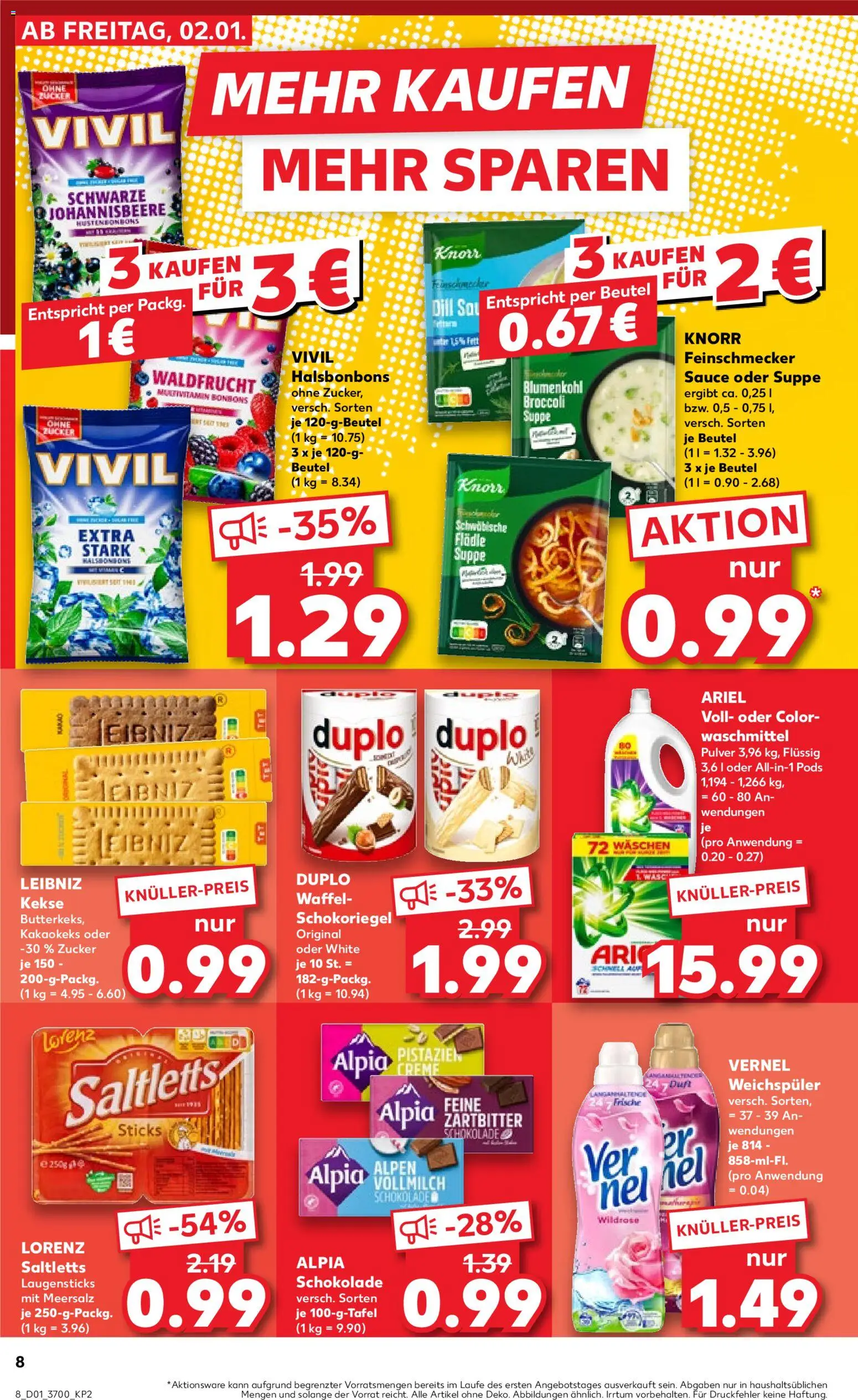 Kaufland prospekt Rostock	 – gültig ab 02.01.2026 | Seite: 8 | Produkte: Pistazien, Creme, Dill, Vernel