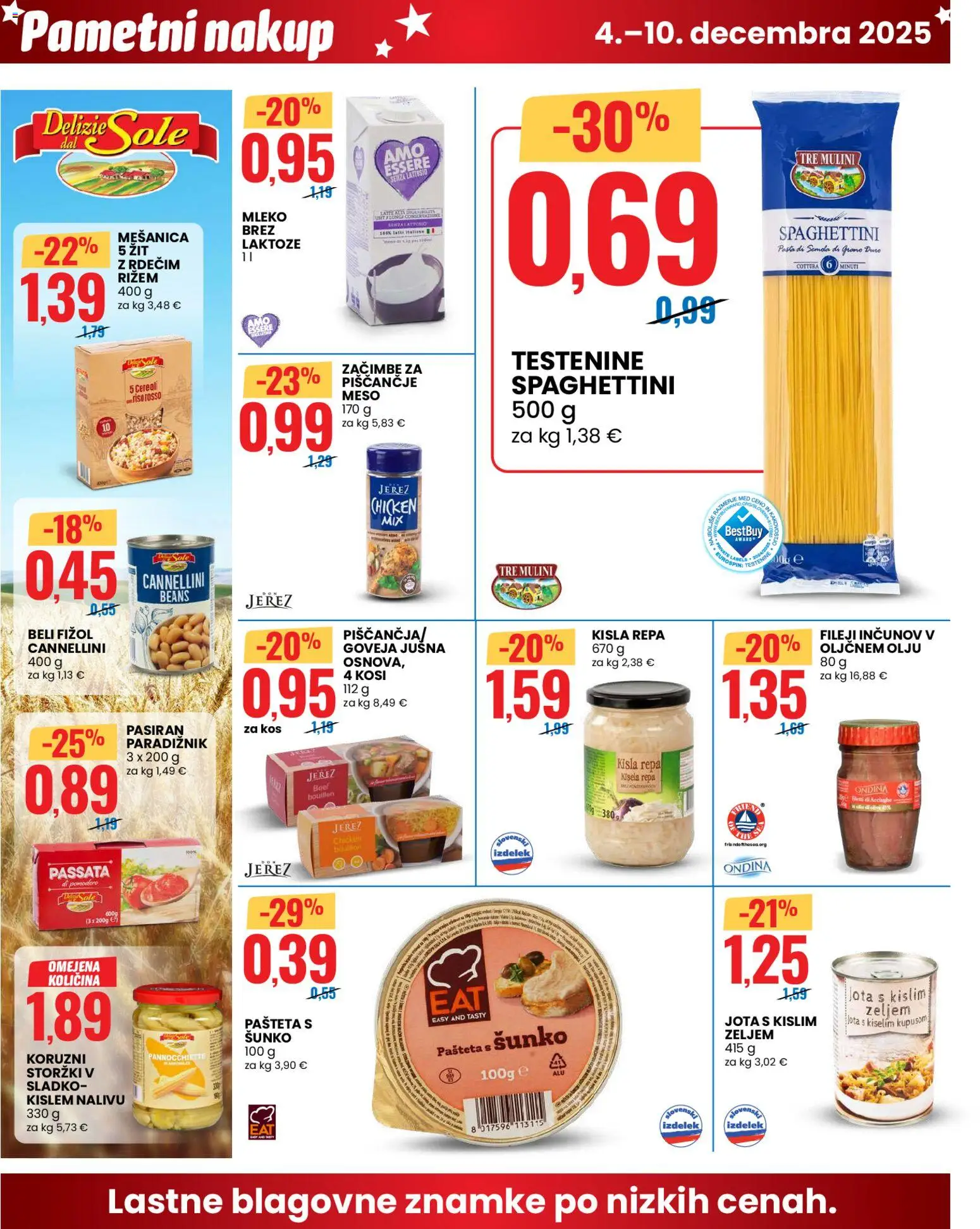 Novi Eurospin katalog ponudbe – veljaven od 04.12.2025 | Stran: 6 | Izdelki: Pašteta, Kos, Mleko, Piscancje meso