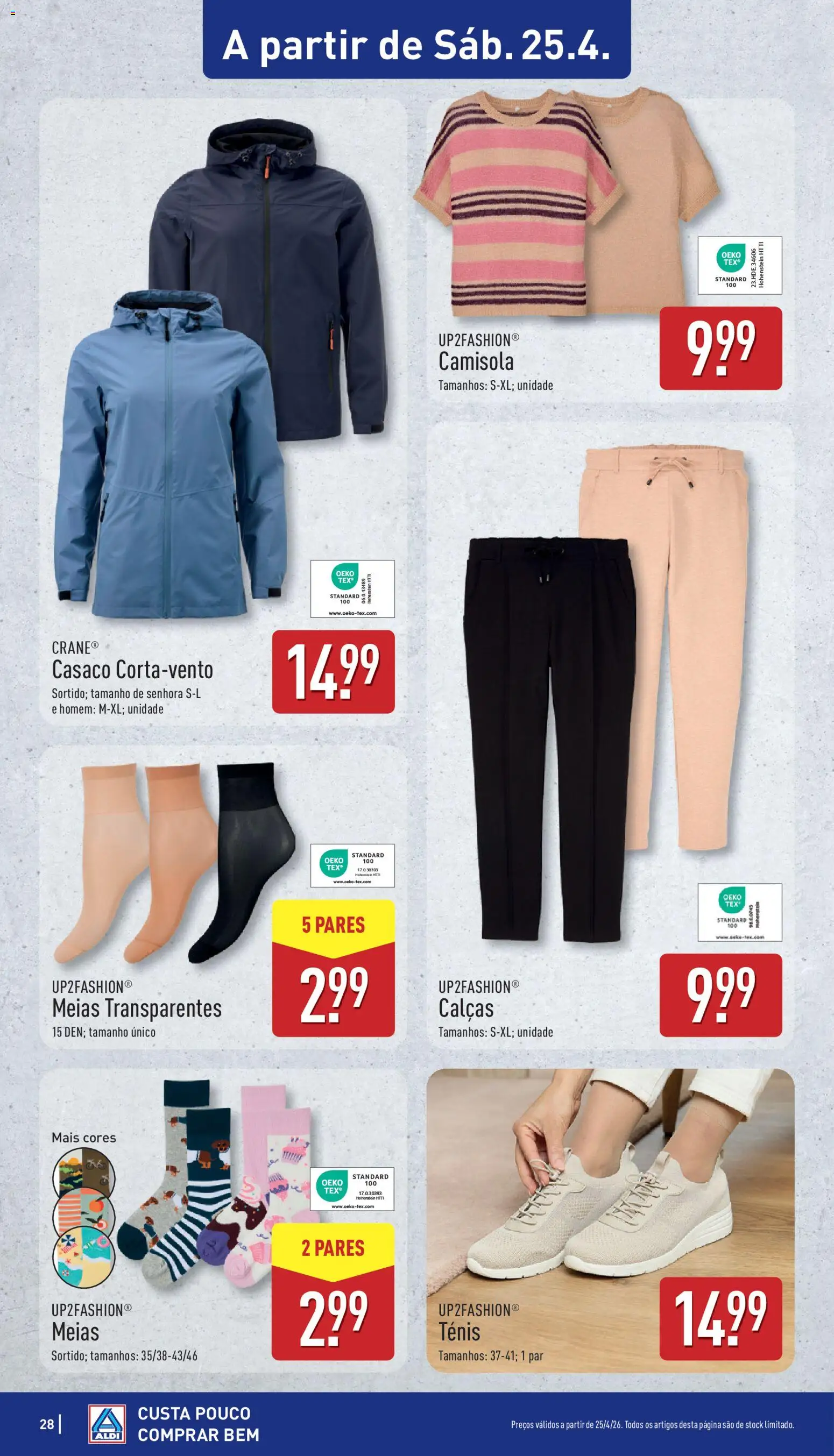 Aldi folheto │ válido de 20.04.2026 | Página: 28 | Produtos: Casaco, Calças, Camisola, Meias