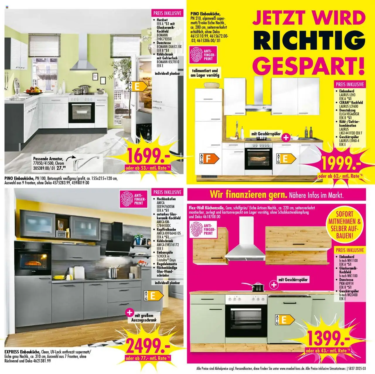 SB Möbel Boss Prospekt 	 – gültig ab 06.09.2025 | Seite: 3 | Produkte: Geschirrspüler, Kühlschrank, Kochfeld, Dunstabzug
