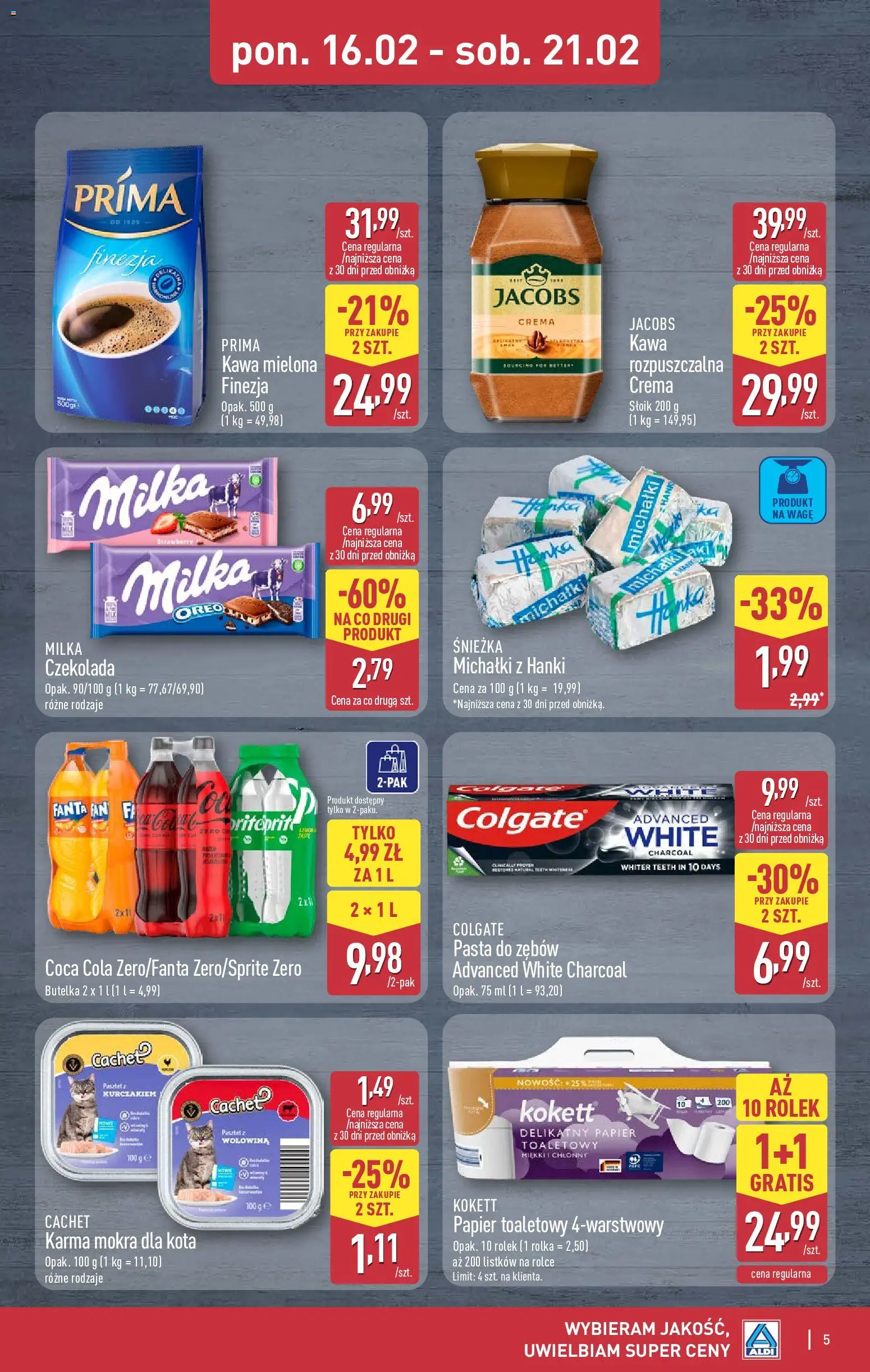 Aldi Polsko leták - Oferta weekendowa od 19.02.2026 | Strana: 5 | Produkty: Fanta, Coca cola, Jacobs, Cola