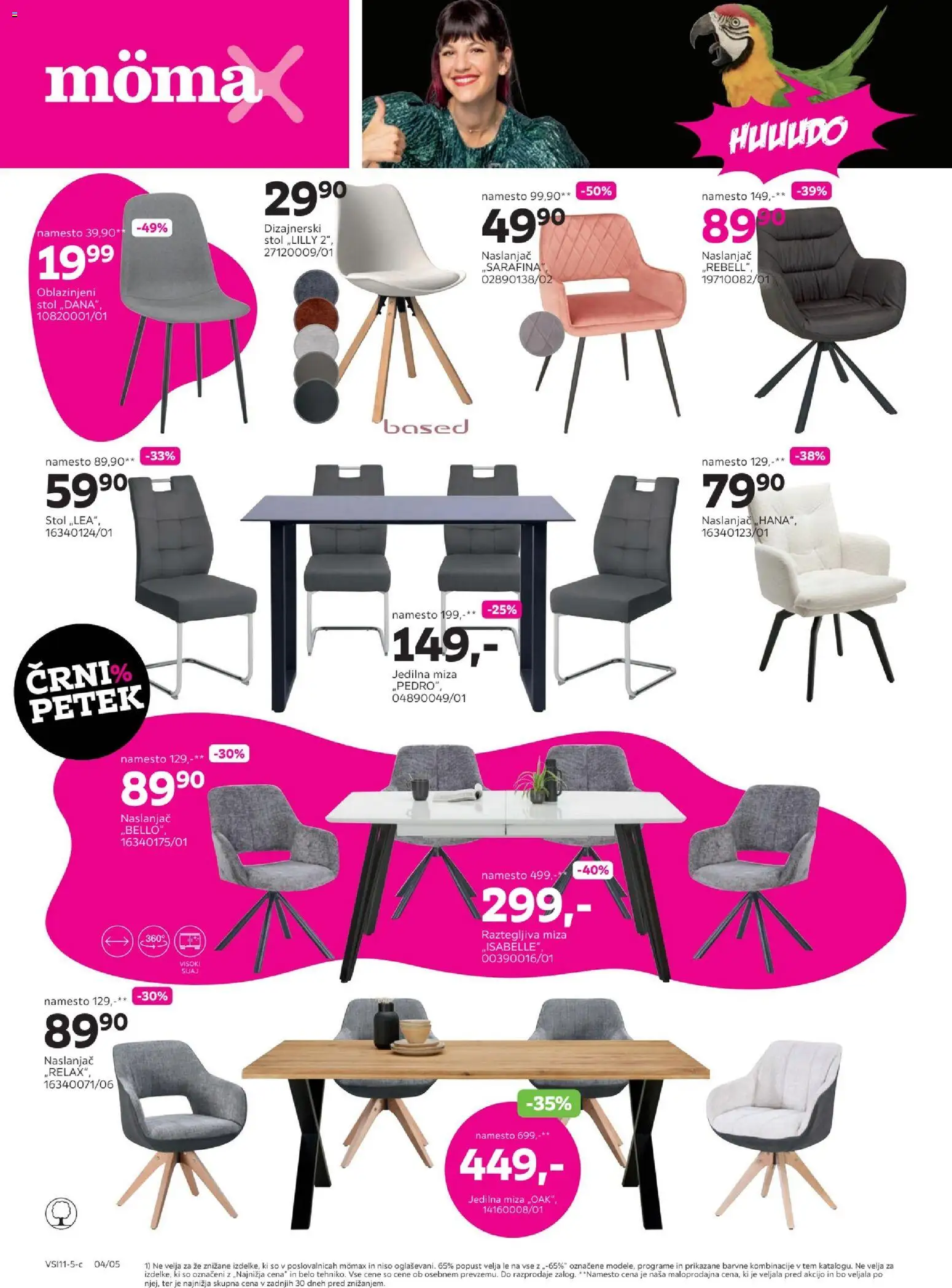 Novi Mömax katalog ponudbe – veljaven od 16.11.2025 | Stran: 4 | Izdelki: Naslanjač, Jedilna miza, Miza, Stol