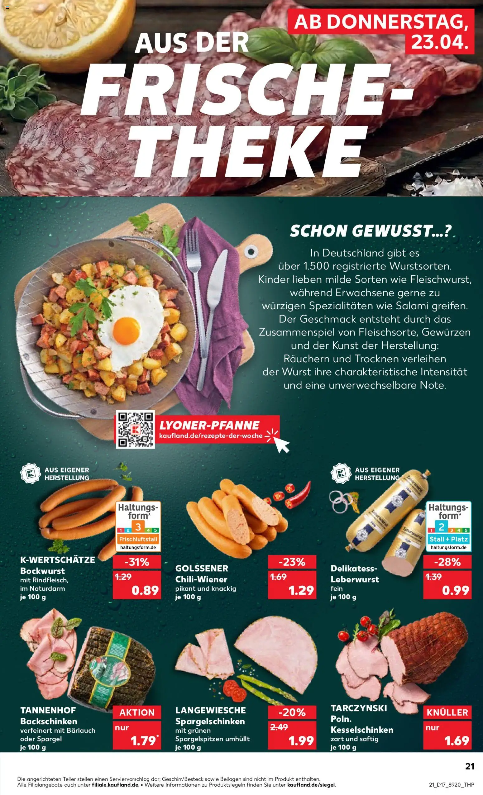 Kaufland Prospekt Potsdam	 – gültig ab 23.04.2026 | Seite: 21 | Produkte: Bockwurst, Theke, Spargel, Wurst