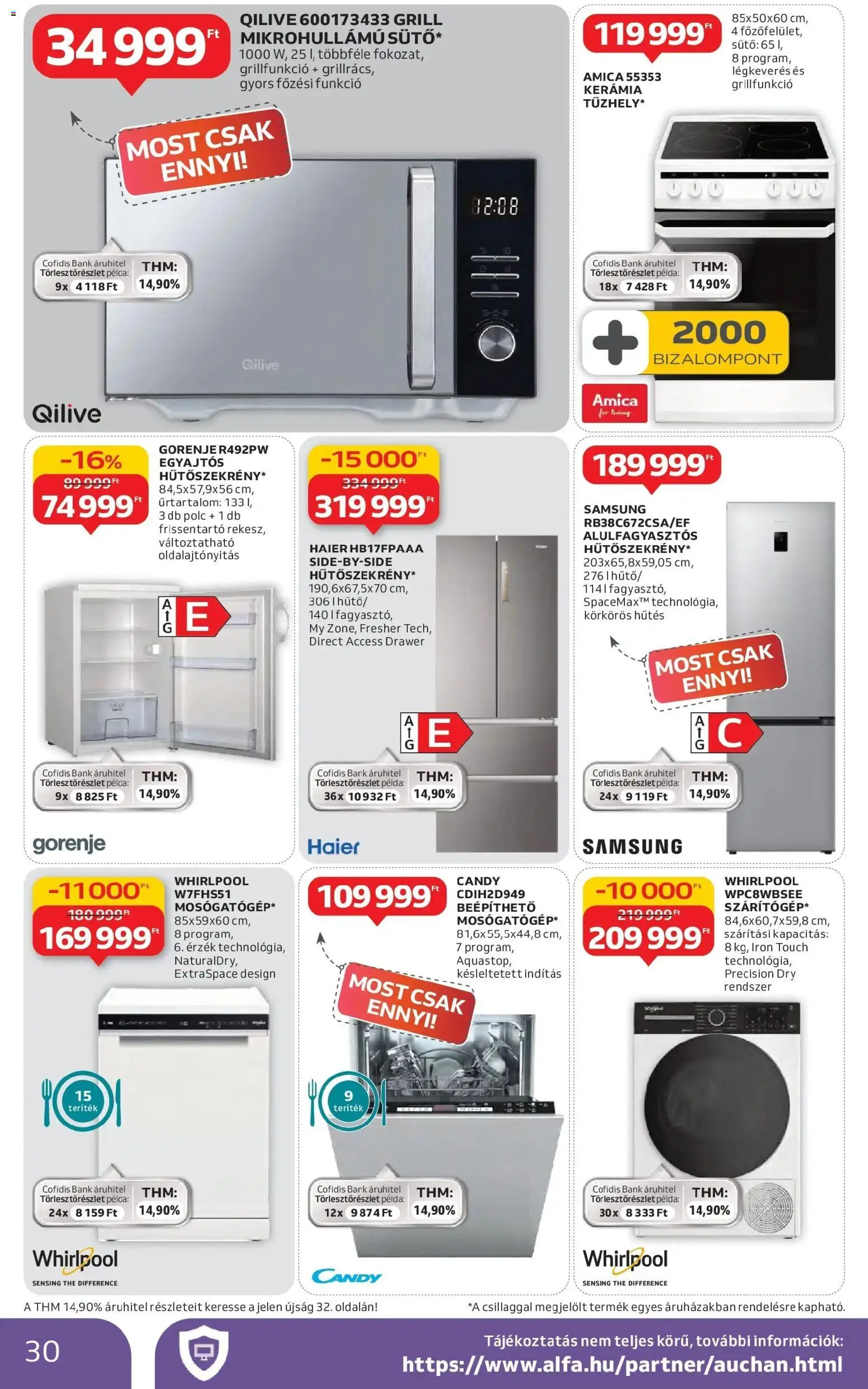 Auchan akciós ujság - amely érvényes a következő dátumtól: 29.01.2026 | Oldal: 30 | Termékek: Sütő, Grill, Polc, Samsung