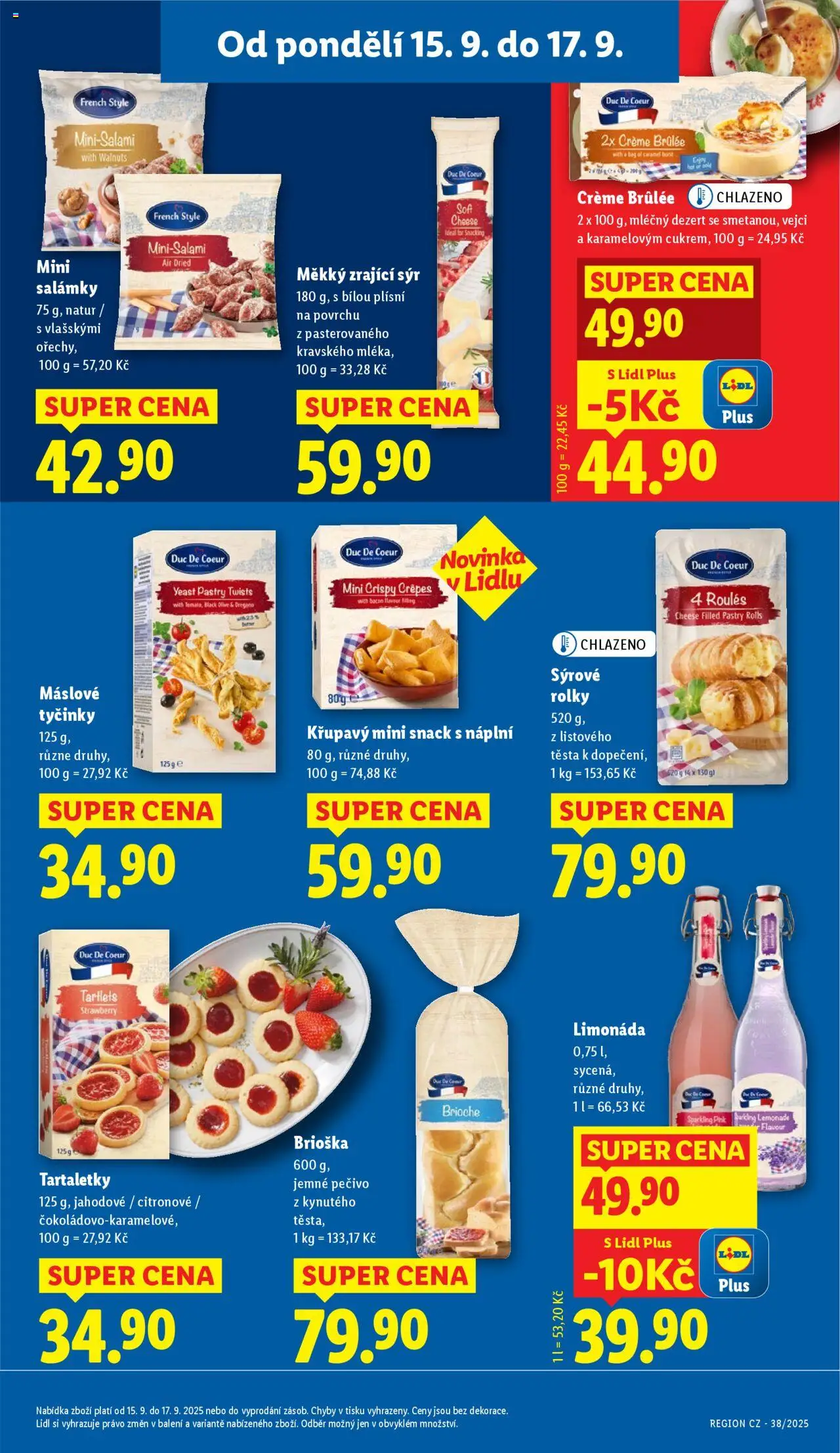 Lidl leták od 15.09.2025 | Strana: 19 | Produkty: Brioška, Limonáda, Zrající sýr, Pečivo