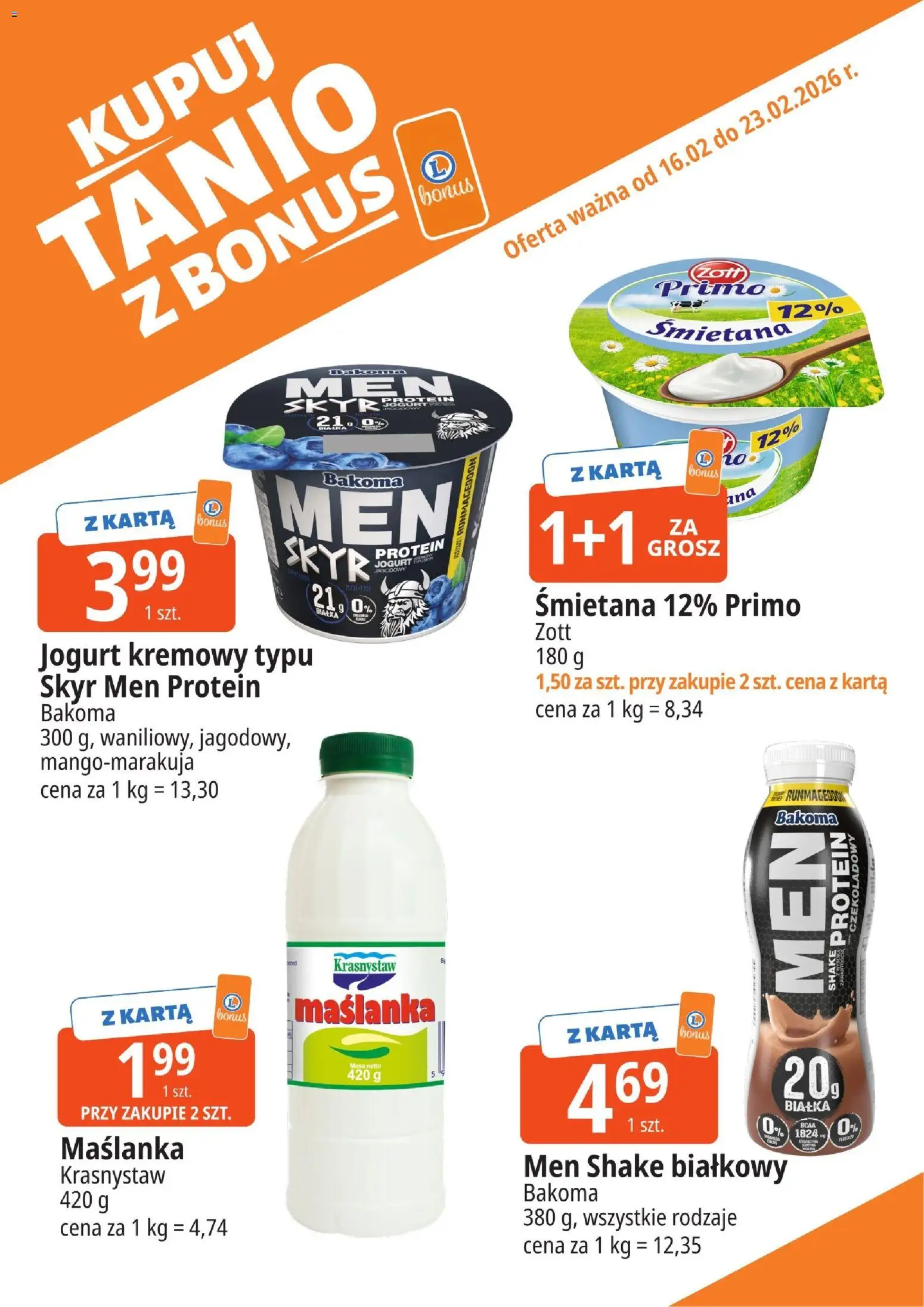 E.Leclerc Gazetka - Kupony dodatkowe od 16.02.2026 | Strona: 2 | Produkty: Karta, Maślanka, Jogurt, Śmietana