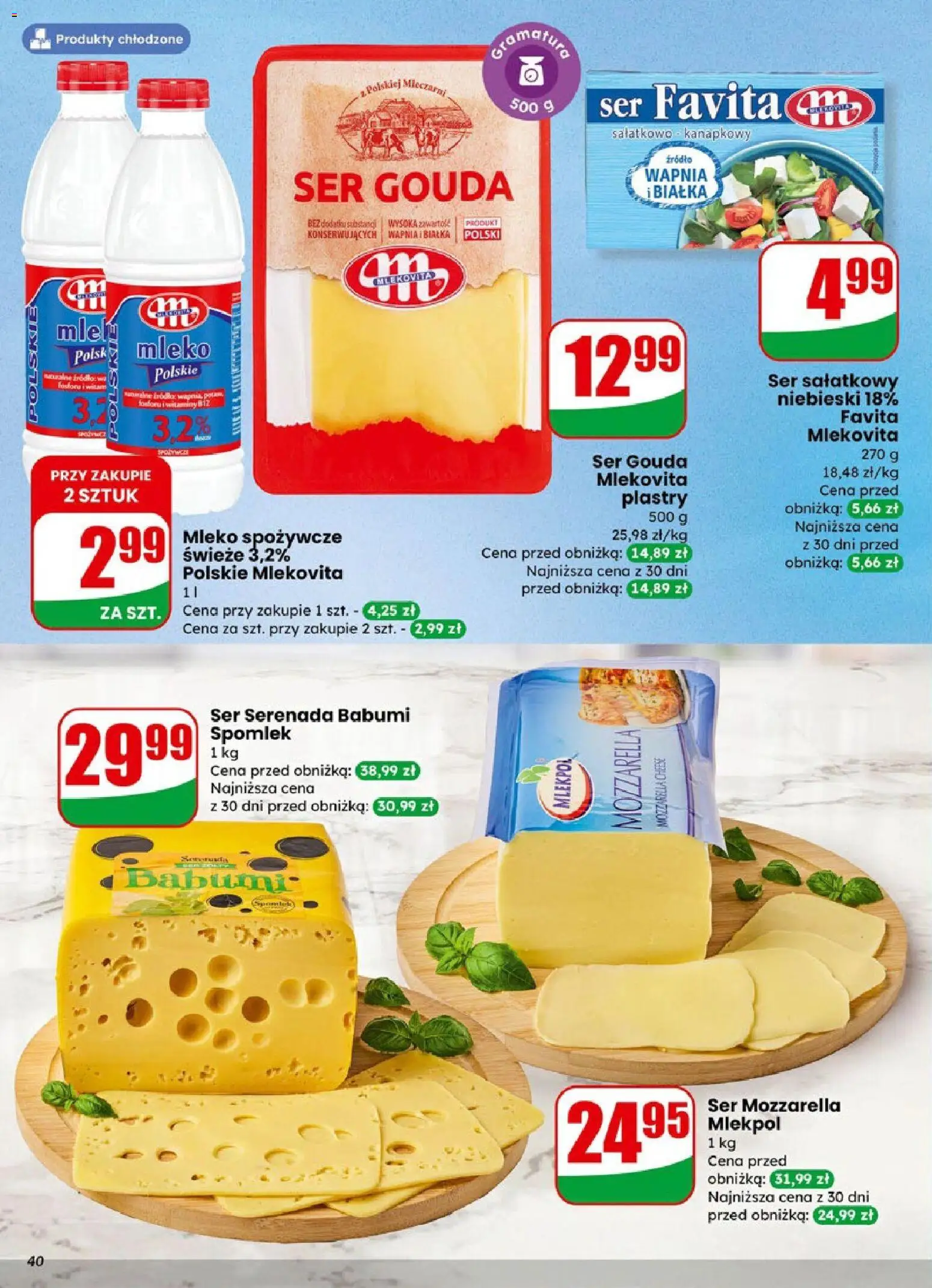 Dino Gazetka od 07.01.2026 | Strona: 40 | Produkty: Ser favita, Mleko, Mozzarella, Ser gouda