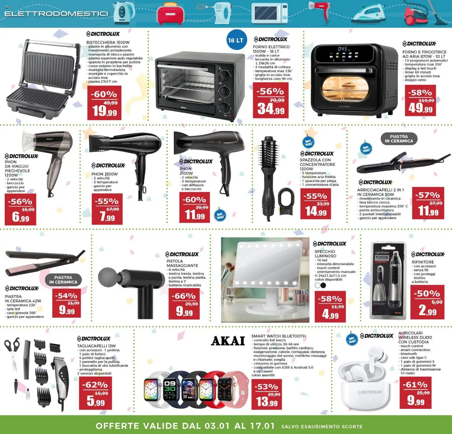 Volantino Happy Casa del 03.01.2026 | Pagina: 17 | Prodotti: Arricciacapelli, USB, Griglia, Friggitrice