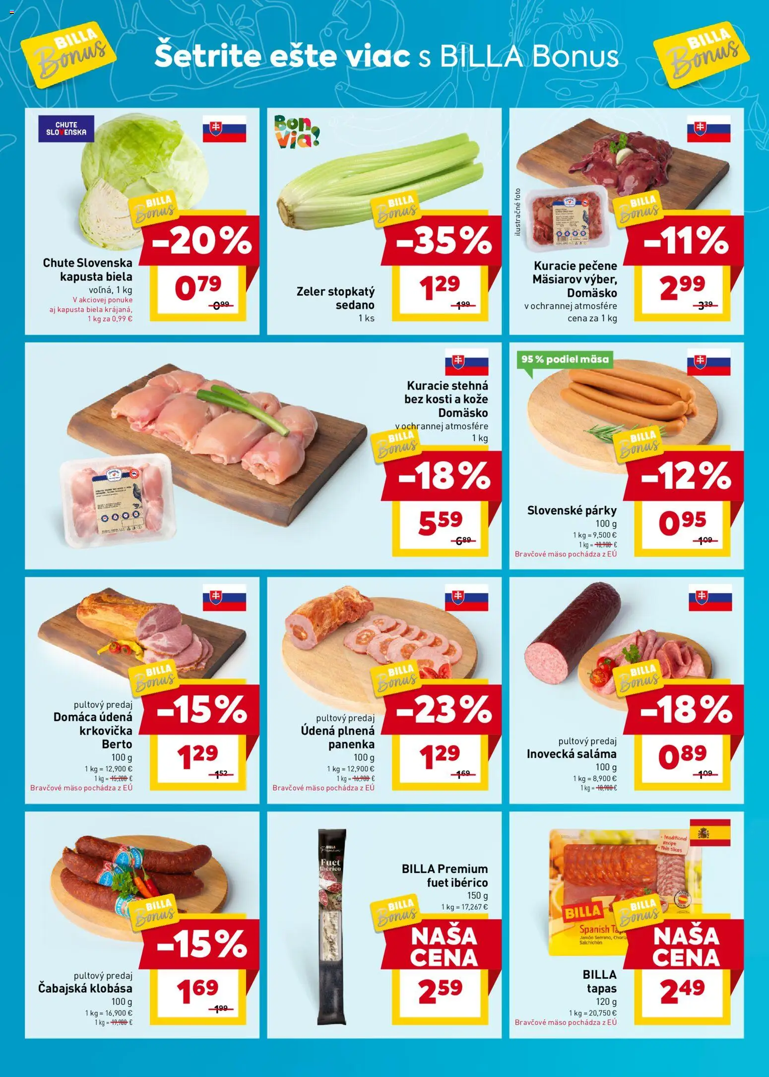 Nové Billa akcie – leták je platný od 02.01.2026 | Strana: 2 | Produkty: Kapusta, Saláma, Krkovička, Bravčové mäso