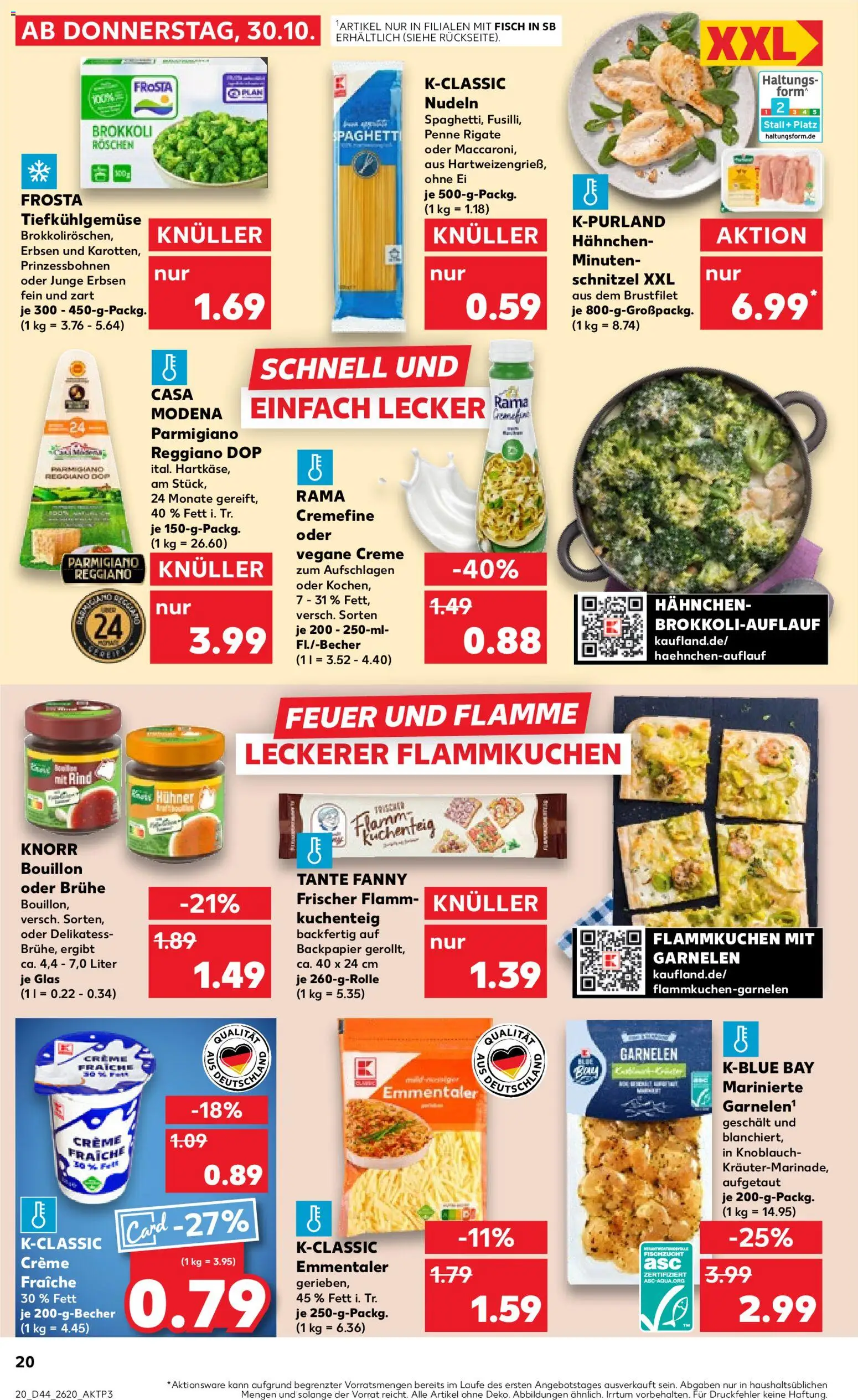 Kaufland prospekt Leipzig	 – gültig ab 30.10.2025 | Seite: 20 | Produkte: Hahnchen, Knorr, Tiefkühlgemüse, Schnitzel