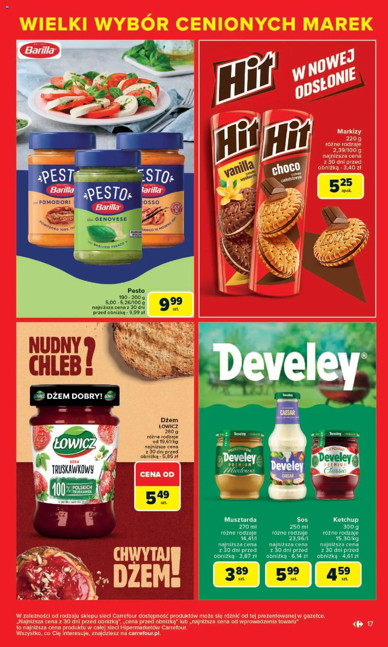 Carrefour Gazetka - Cenione marki, super ceny od 04.08.2025 | Strona: 17 | Produkty: Pesto, Musztarda, Dżem, Chleb