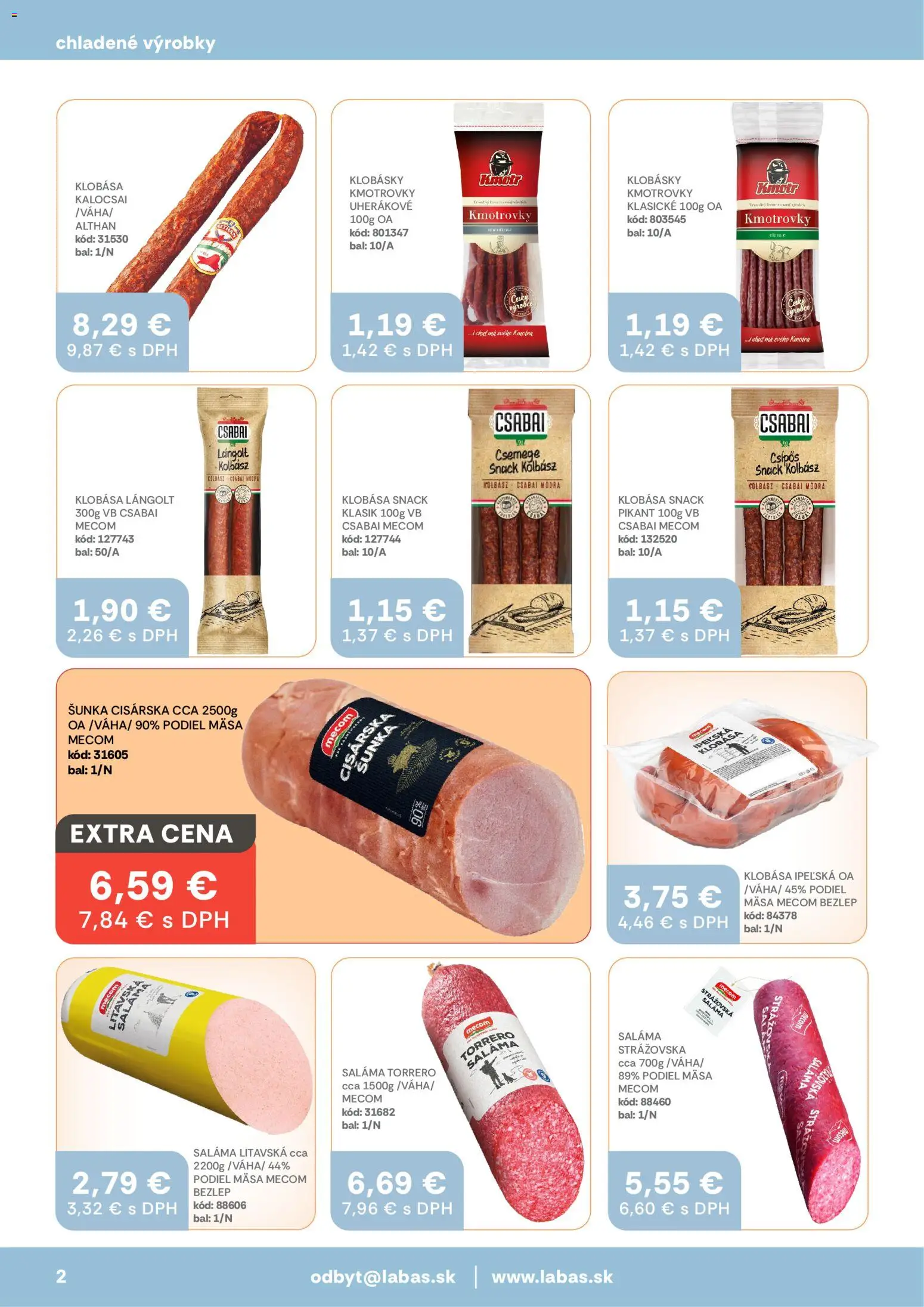 Nové Labaš akcie – leták je platný od 27.02.2026 | Strana: 2 | Produkty: Saláma, Šunka, Klobása