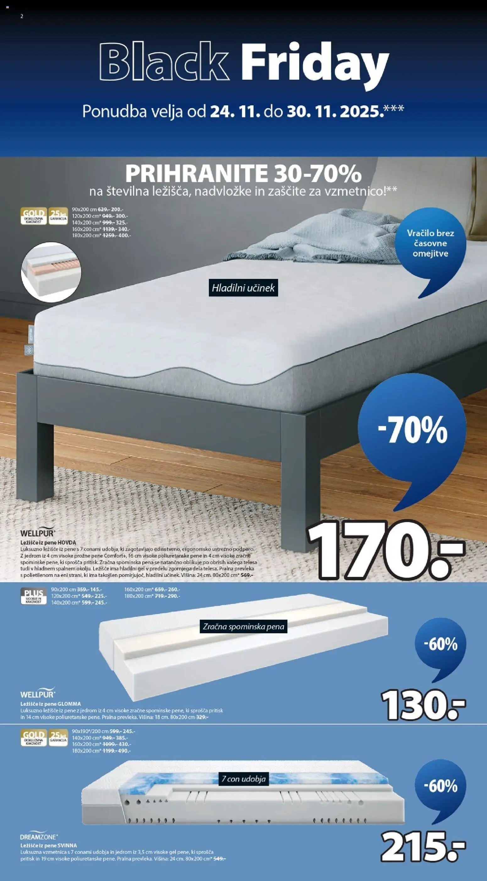 Novi JYSK katalog ponudbe – veljaven od 24.11.2025 | Stran: 2 | Izdelki: Ležišče, Vzmetnica, Prevleka