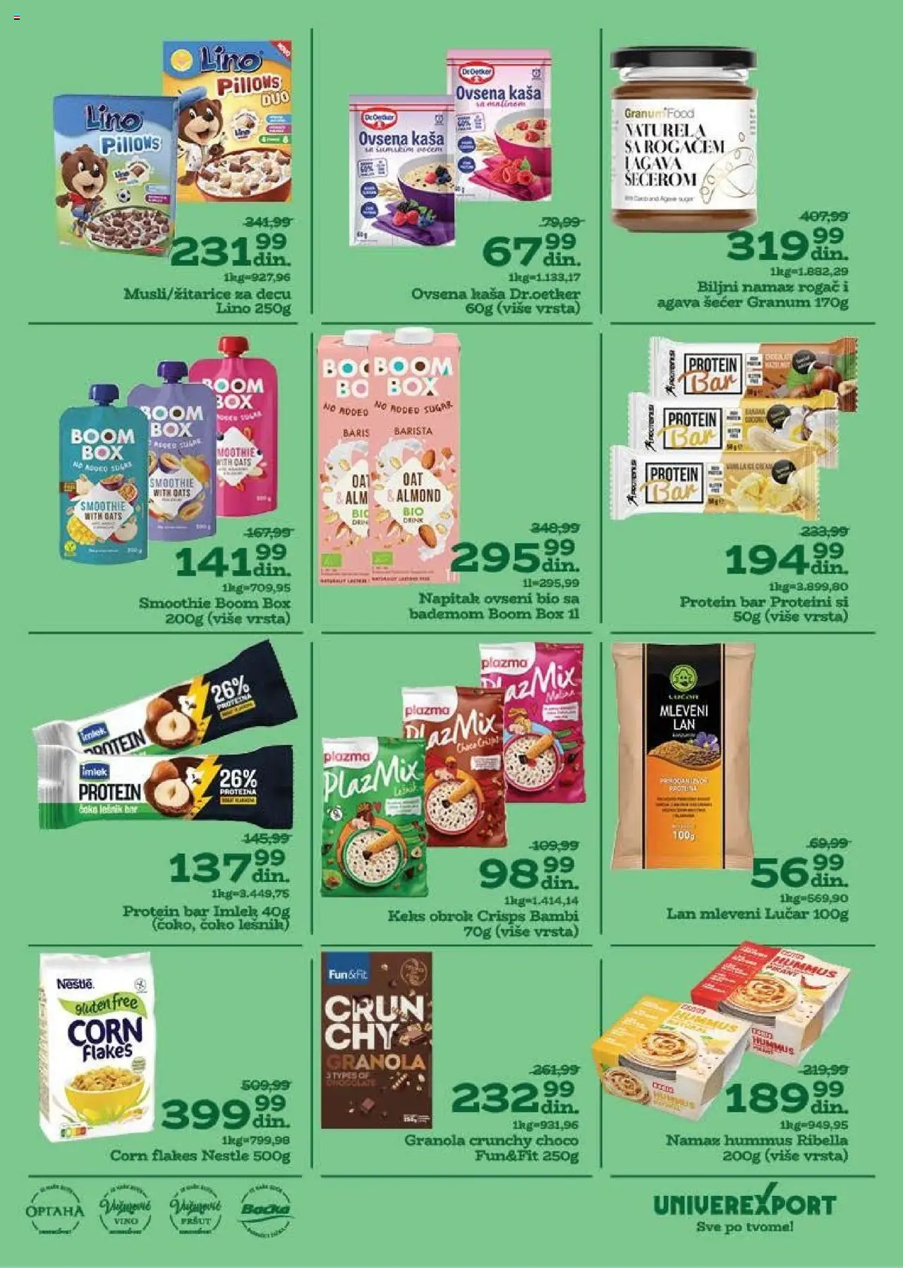 Univerexport katalog - važi od 13.10.2025 | Strana: 15 | Proizvode: Lešnik, Šećer, Protein bar, Vino