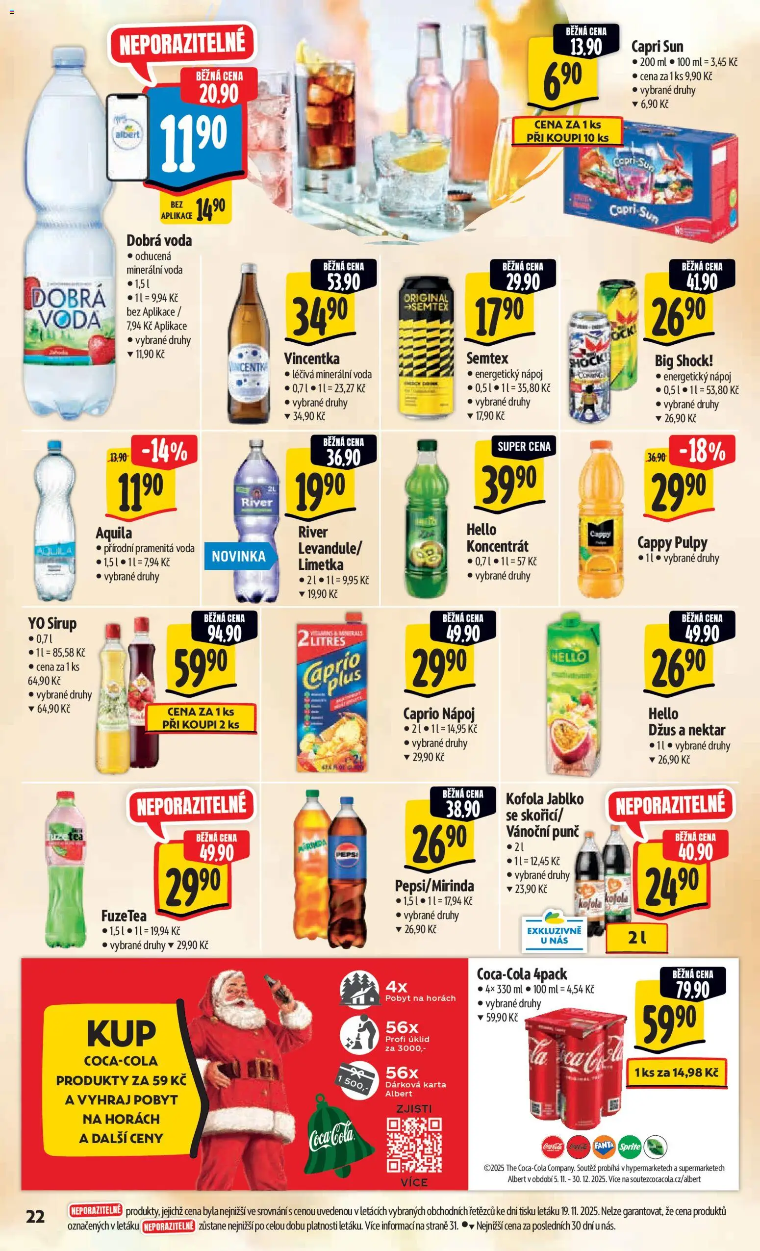 Albert leták - Hypermarket od 26.11.2025 | Strana: 32 | Produkty: Voda, Kofola, Capri Sun, Big Shock