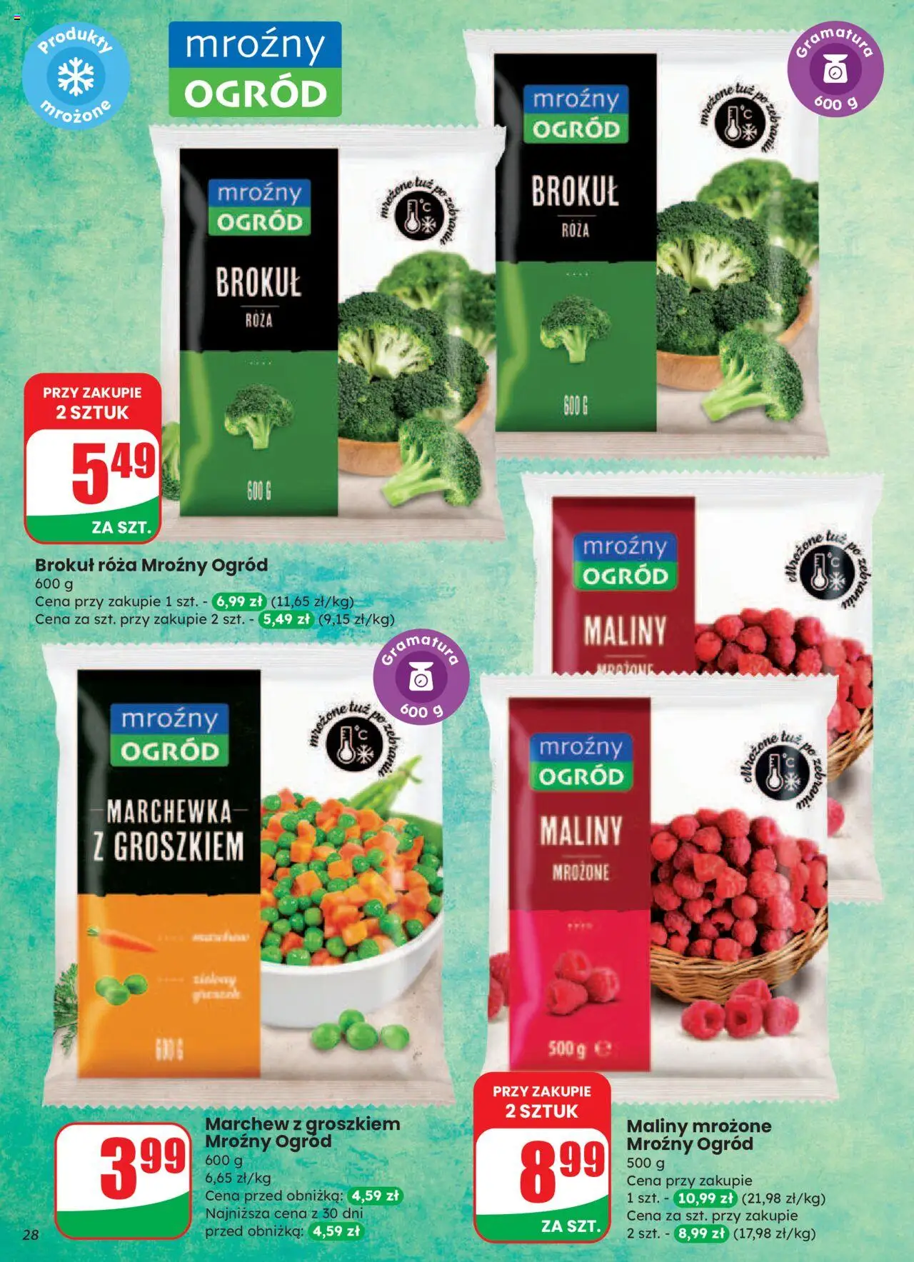 Dino Gazetka od 20.08.2025 | Strona: 28 | Produkty: Maliny, Brokuł, Marchewka, Marchewka z groszkiem