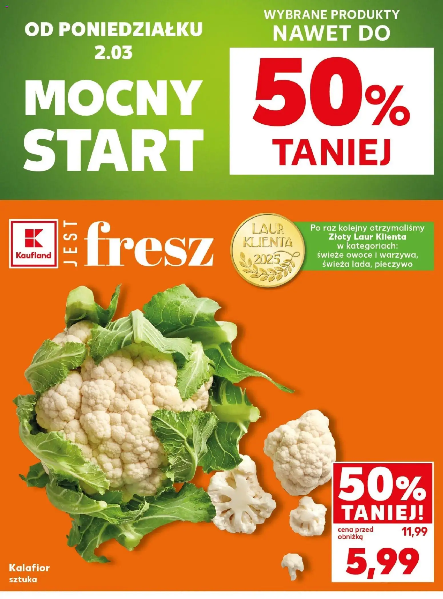 Kaufland gazetka - Mocny start od 02.03.2026 | Strona: 2 | Produkty: Pieczywo, Kalafior, Owoce