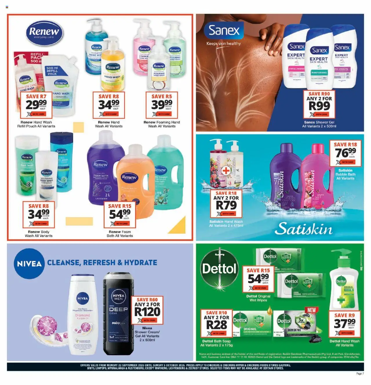 New Checkers catalogue – valid from 22.09.2025 | Page: 7 | Products: Soap, Shower gel, Foam, Body wash