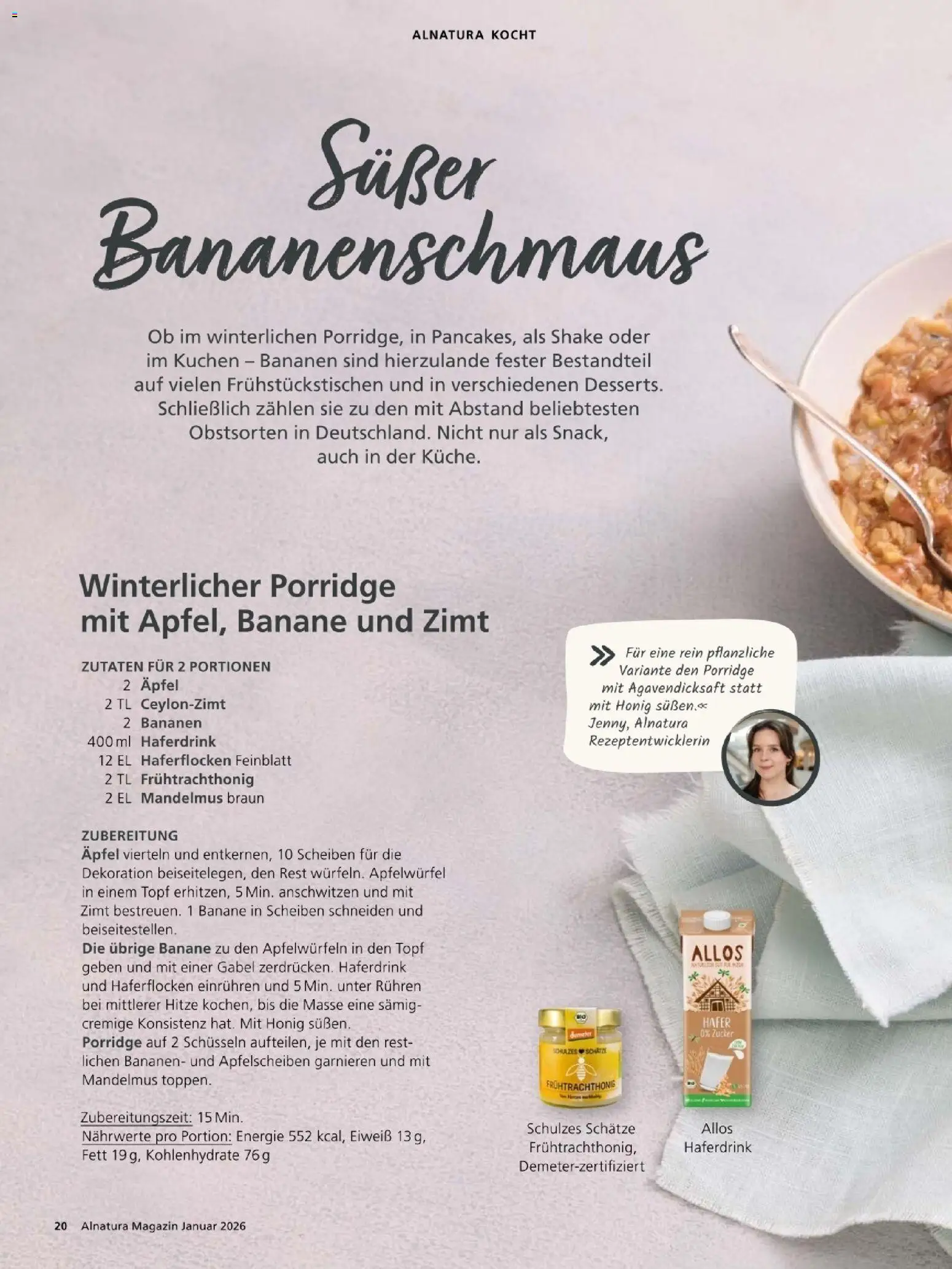 Alnatura Prospekt – gültig ab 01.01.2026 | Seite: 20 | Produkte: Bananen, Haferdrink, Zucker, Kuchen