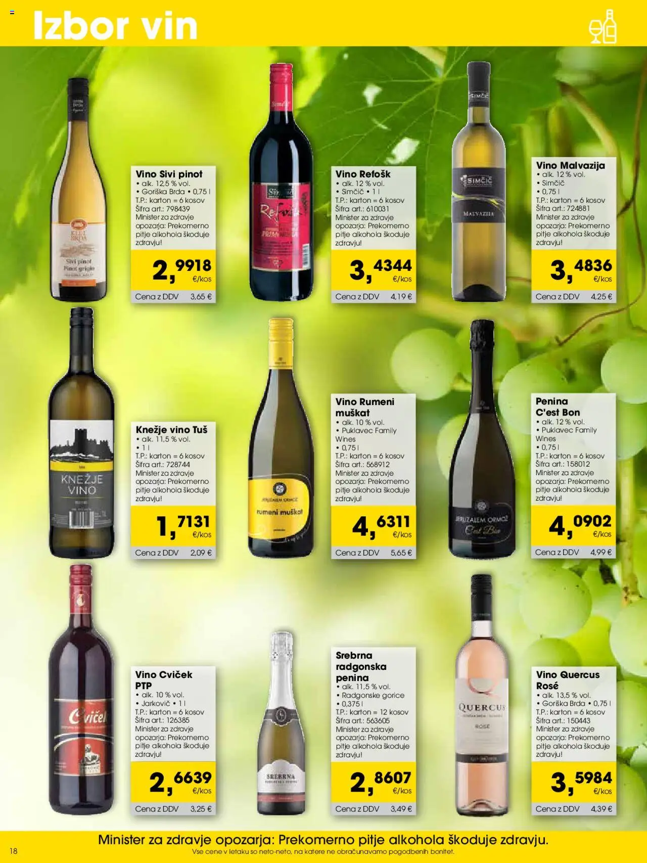 Tuš katalog cash & carry trgovec │ velja od 01.09.2025 | Stran: 18 | Izdelki: Penina, Vino