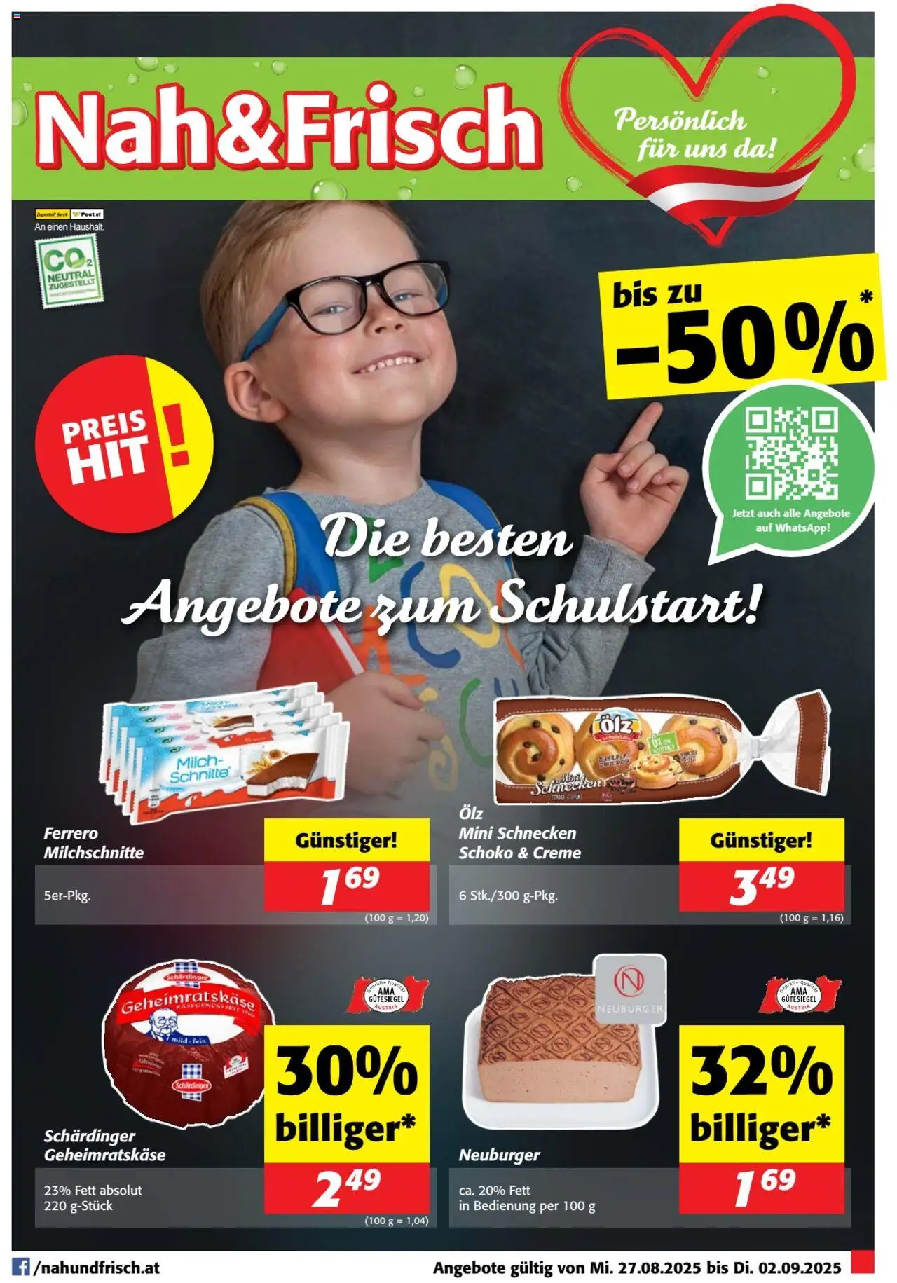 Nah und Frisch Flugblatt gültig ab 27.08.2025 | Seite: 1 | Produkte: Wasser, Shampoo, Creme
