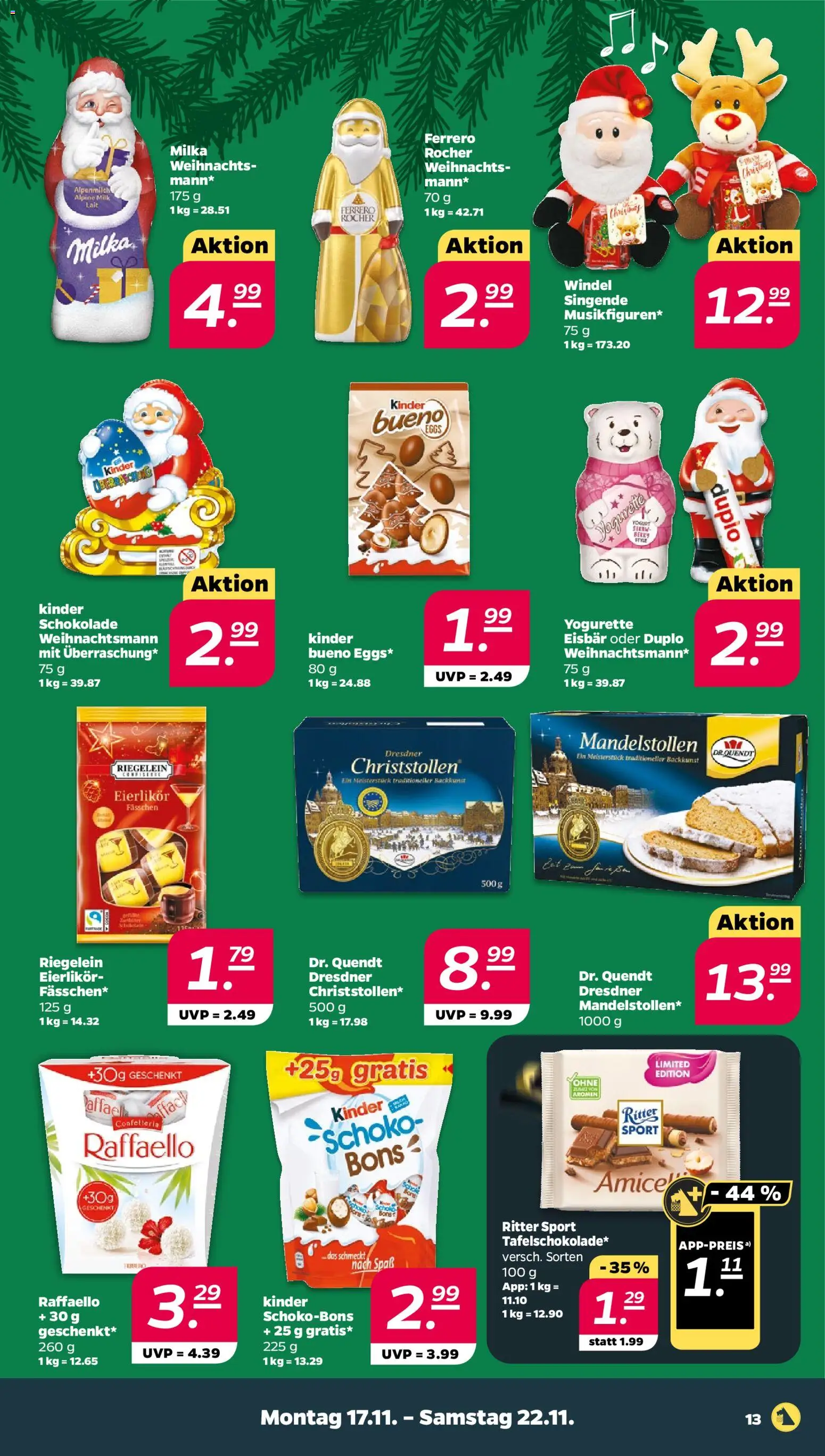 Netto Prospekt 	 – gültig ab 17.11.2025 | Seite: 13 | Produkte: Ferrero rocher, Yogurette, Ritter sport, Kinder bueno