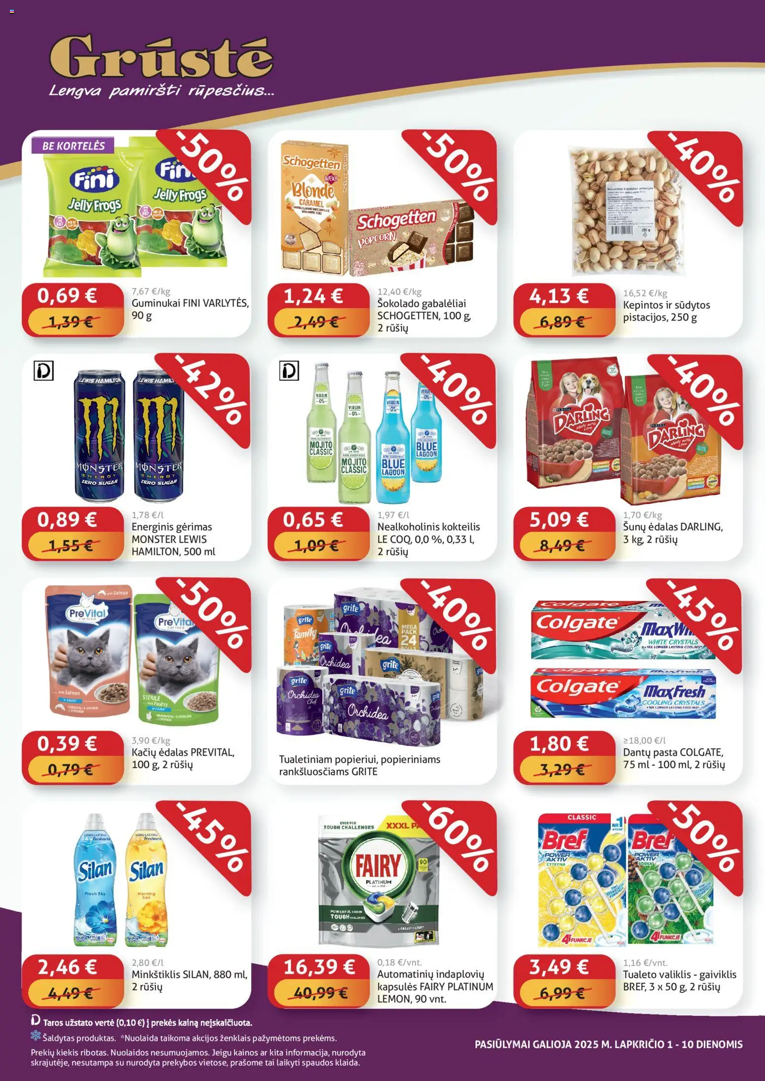 GRUSTE akcijos nuo 01.11.2025 | Puslapis: 4 | Prekių: Nealkoholinis kokteilis, Energinis gėrimas, Guminukai