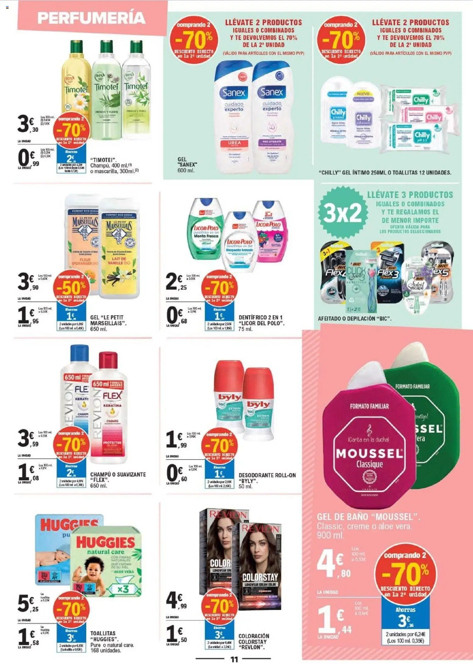 E.Leclerc folleto │ válido desde el 14.01.2026 | Página: 11 | Productos: Champú, Desodorante, Té, Suavizante