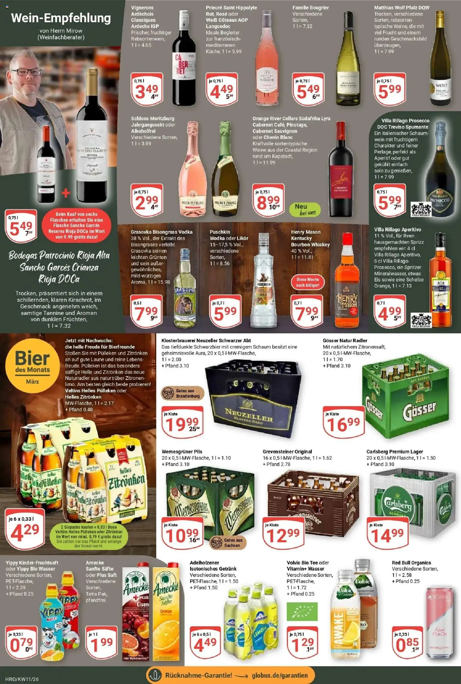 Globus prospekt Rostock	 – gültig ab 09.03.2026 | Seite: 17 | Produkte: Carlsberg, Pils, Saft, Whiskey