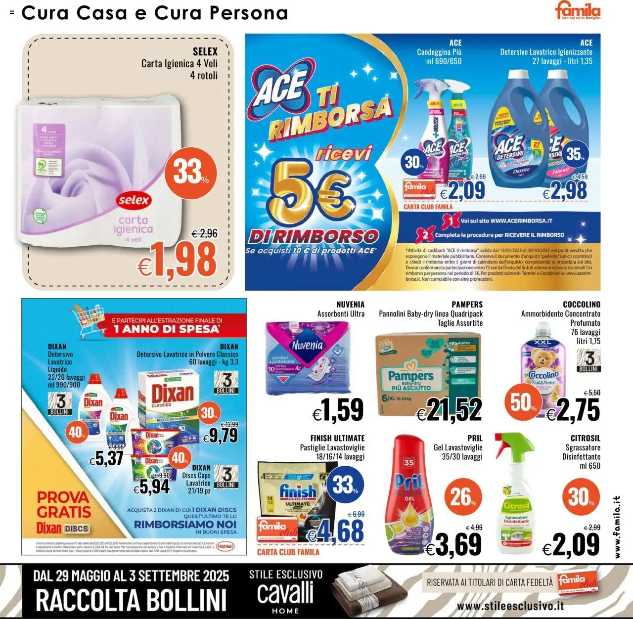 Volantino Famila del 31.07.2025 | Pagina: 19 | Prodotti: Sgrassatore, Lavatrice, Lavastoviglie, Pampers
